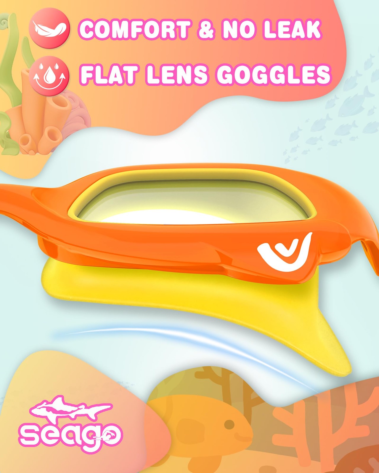 Seago 2 Pack Kids Swim Swimming Goggles for One Size, Pink & Orange (2 Pack)