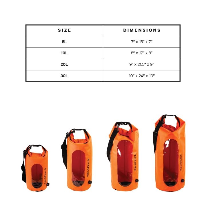 YakAttack 5L Roll-Top Waterproof Dry Bag with Air Valve 5L, Orange