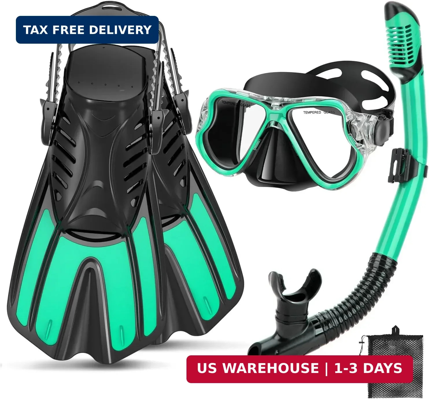 Snorkeling Gear for Adults, 4 in 1 Adult Snorkel Set with Panoramic View Snorkel