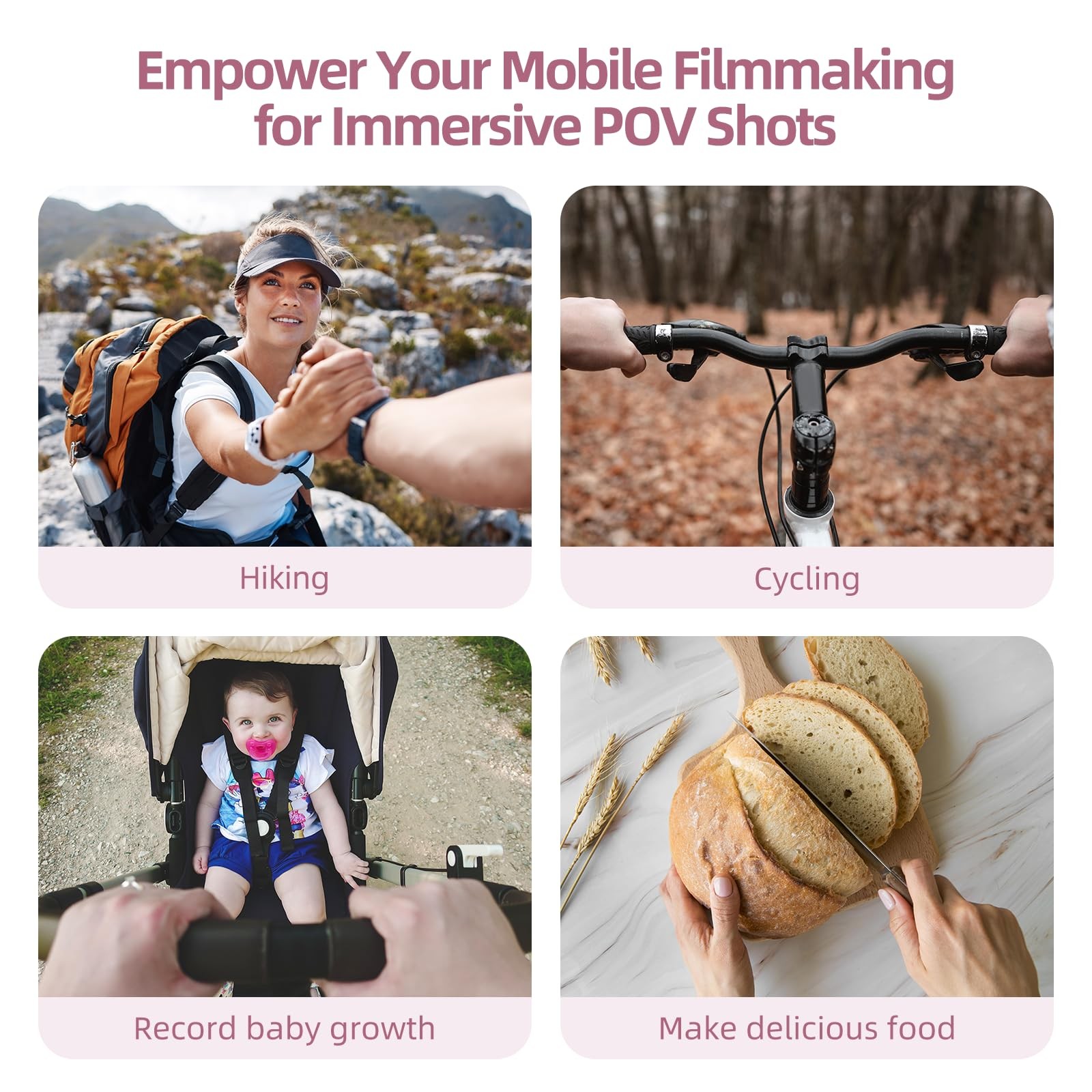 REYGEAK Magnetic POV/Vlog Phone Neck Mount 4 x 10 x 15 inches, Sakura Pink