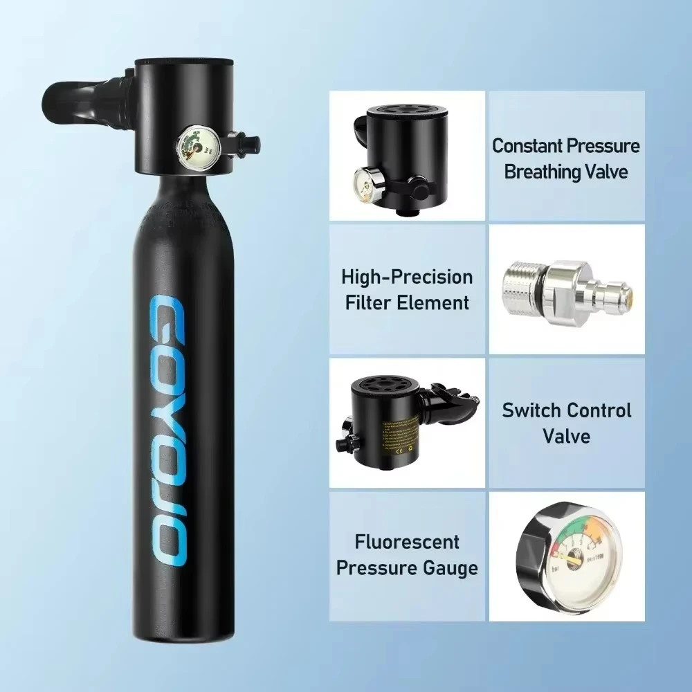 Mini Scuba Tank 0.5L with Hand Pump Portable Diving Tank for 12 Minutes Breathe