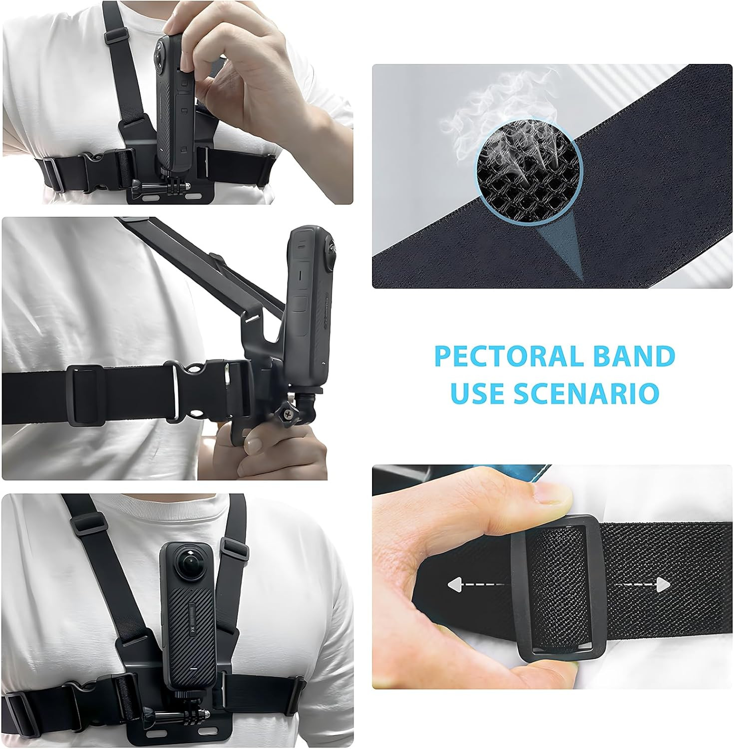 Adjustable Chest Mount Harness for Insta360 X5 X4 X3 X2 X ACE Pro ONE RS R GO 2