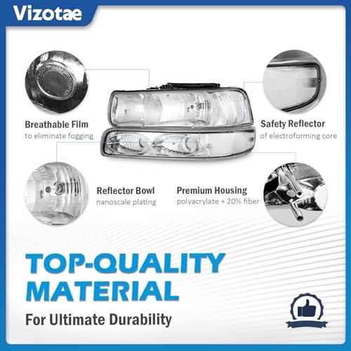 Headlights Assembly OE Replacement Chrome Housing | With High & Low Beam Bulbs