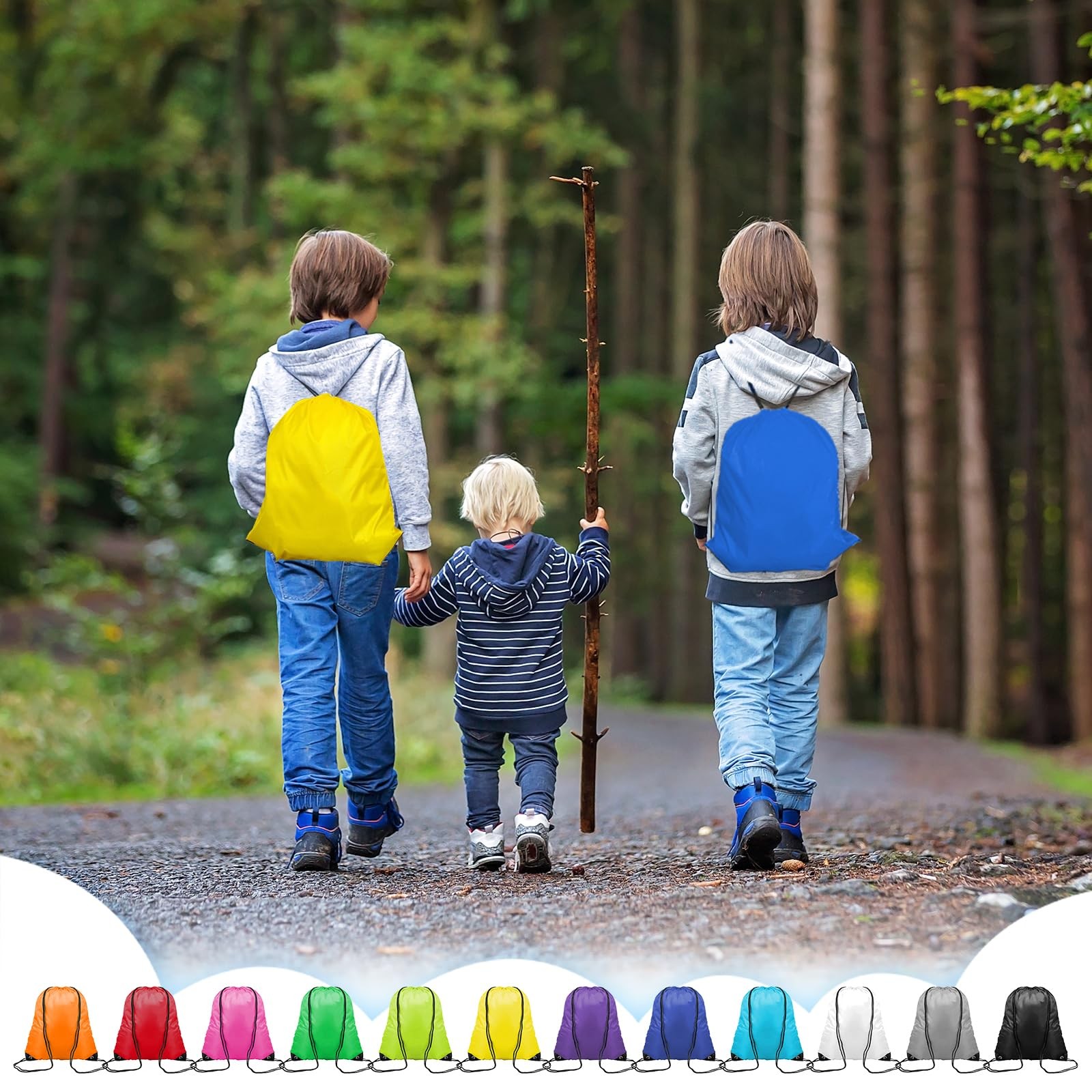 Liubeili 120pcs 12color Drawstring Bags Bulk, Large, sports