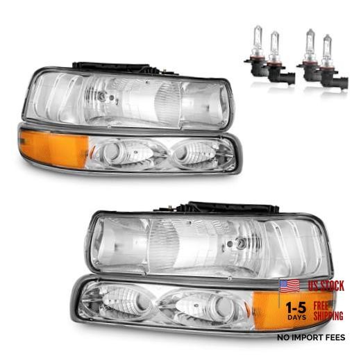 Headlights Assembly W/Bulbs OE Replacement Chrome | With High & Low Beam Bulbs