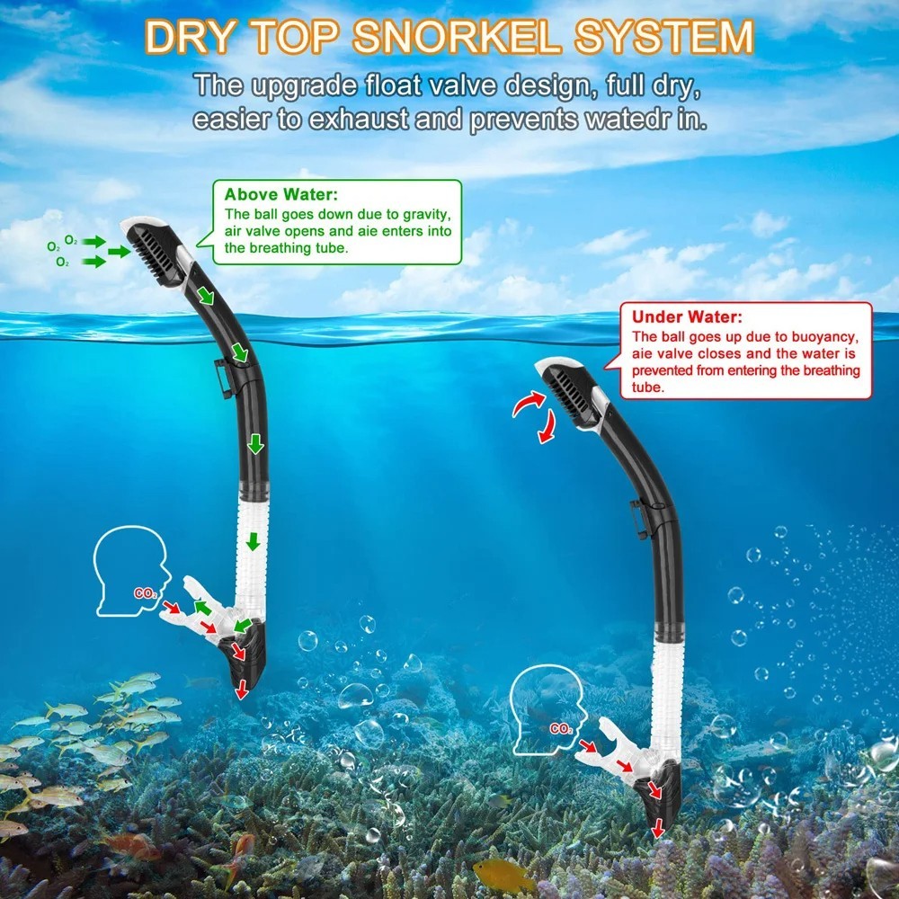 Adult Snorkel Set-180° Panoramic Anti-Fog Mask-Anti-Leak Swim Gear