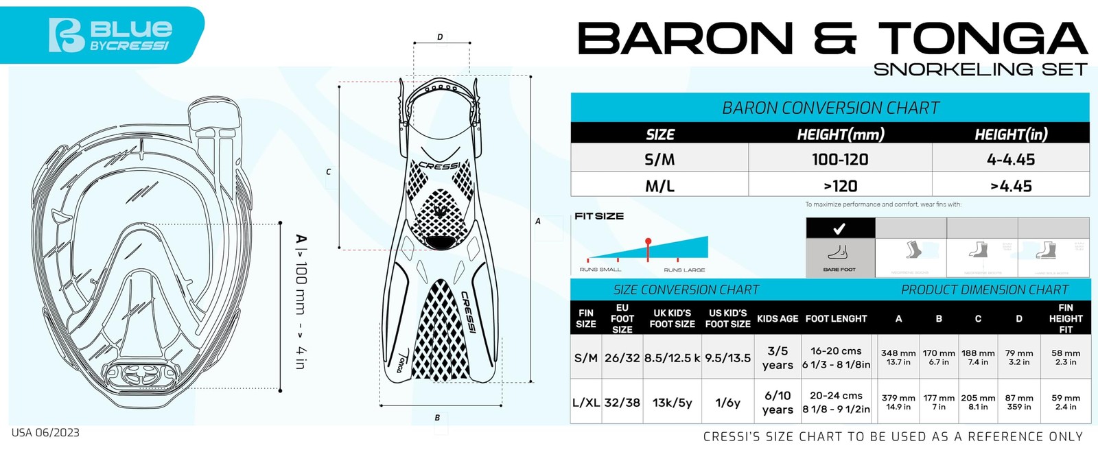 Cressi Baron Tonga Clear/Black M/L-L/Xl