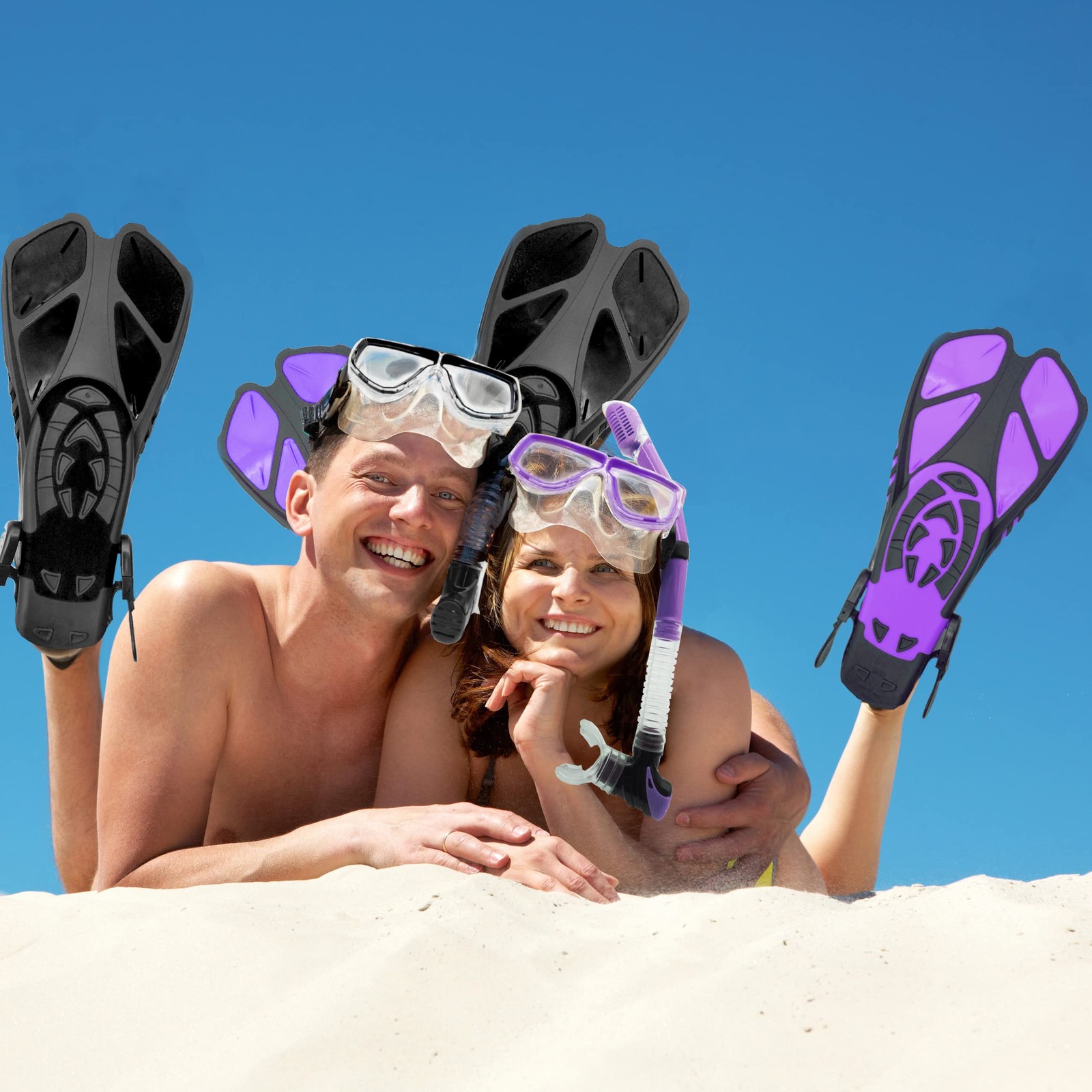 DiVLMT Snorkeling Gear for Adults with US Men 4-8.5 | Lady 6-9.5, Purple