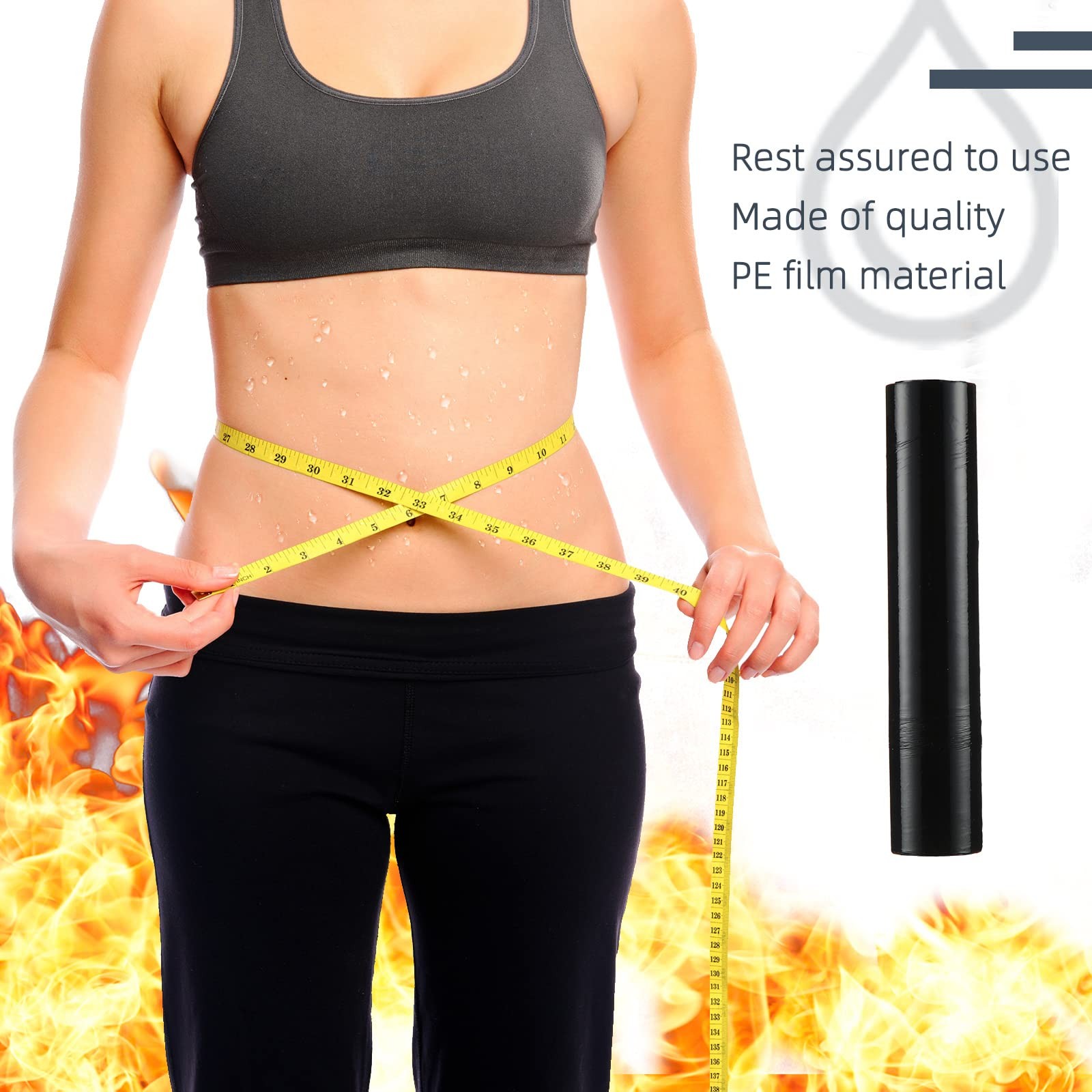 Gersoniel 1 roll 60 Meters Black Osmotic Plastic Body Wrap One Size,