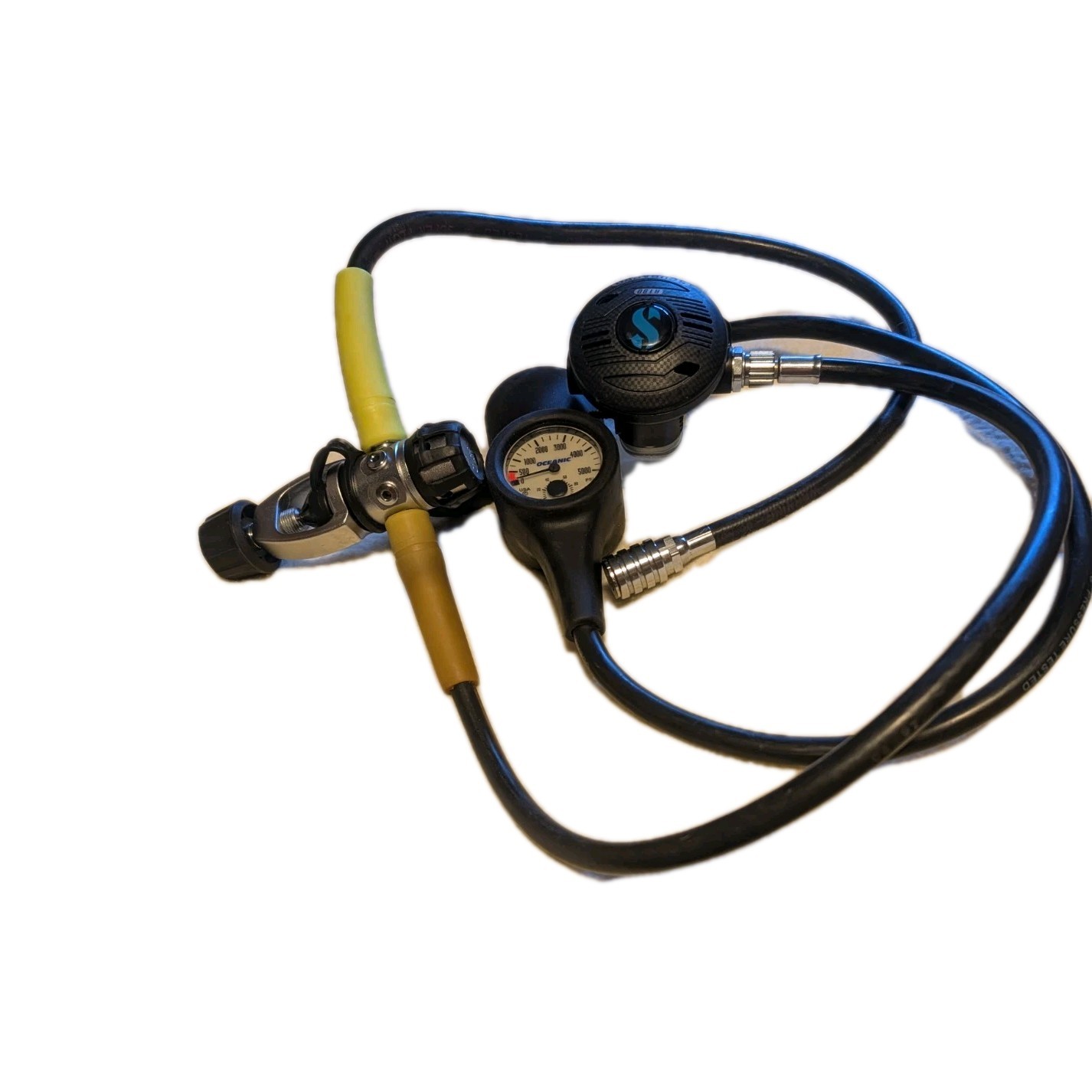 Scubapro R190 Scuba Regulator Set w/ Hoses, Oceanic PSI Gauge Console Compass