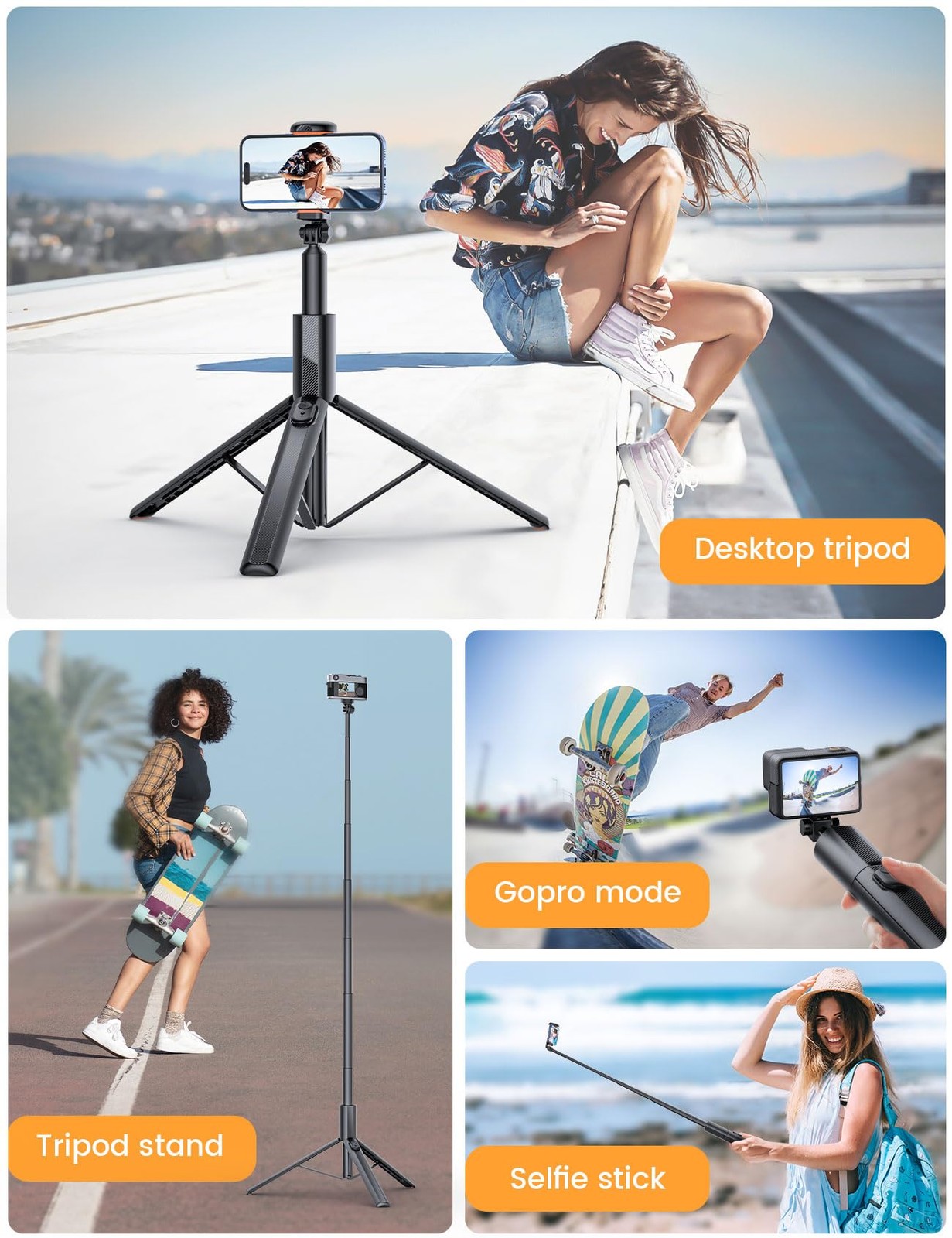 ANXRE 71″ Phone Tripod, NT79 Extendable Selfie Stick with 1/4″ 71″, Black