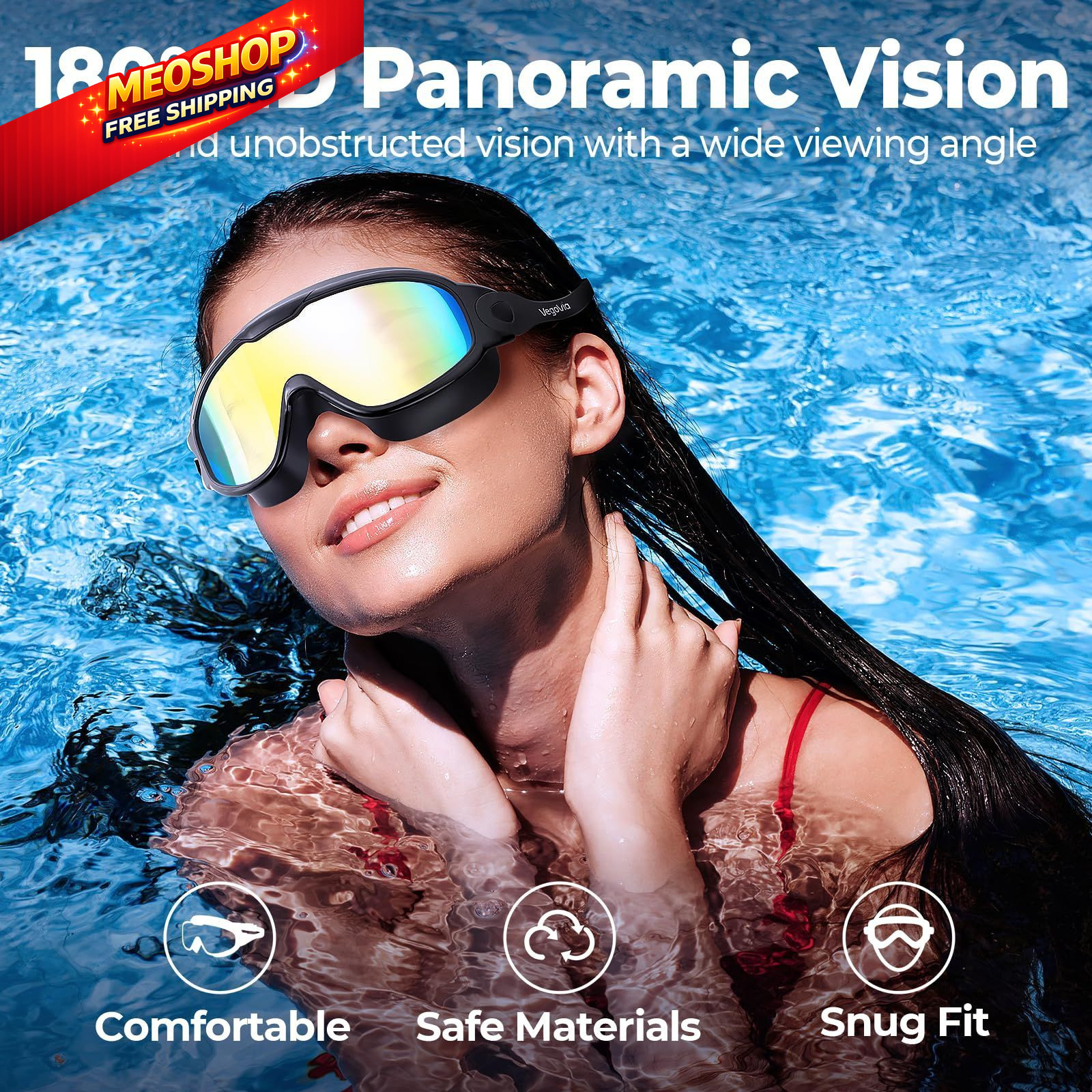 VegoVia Adult Swim Goggles 2 Pack, One Size, Pink/Mirrored & Aqua/Mirrored