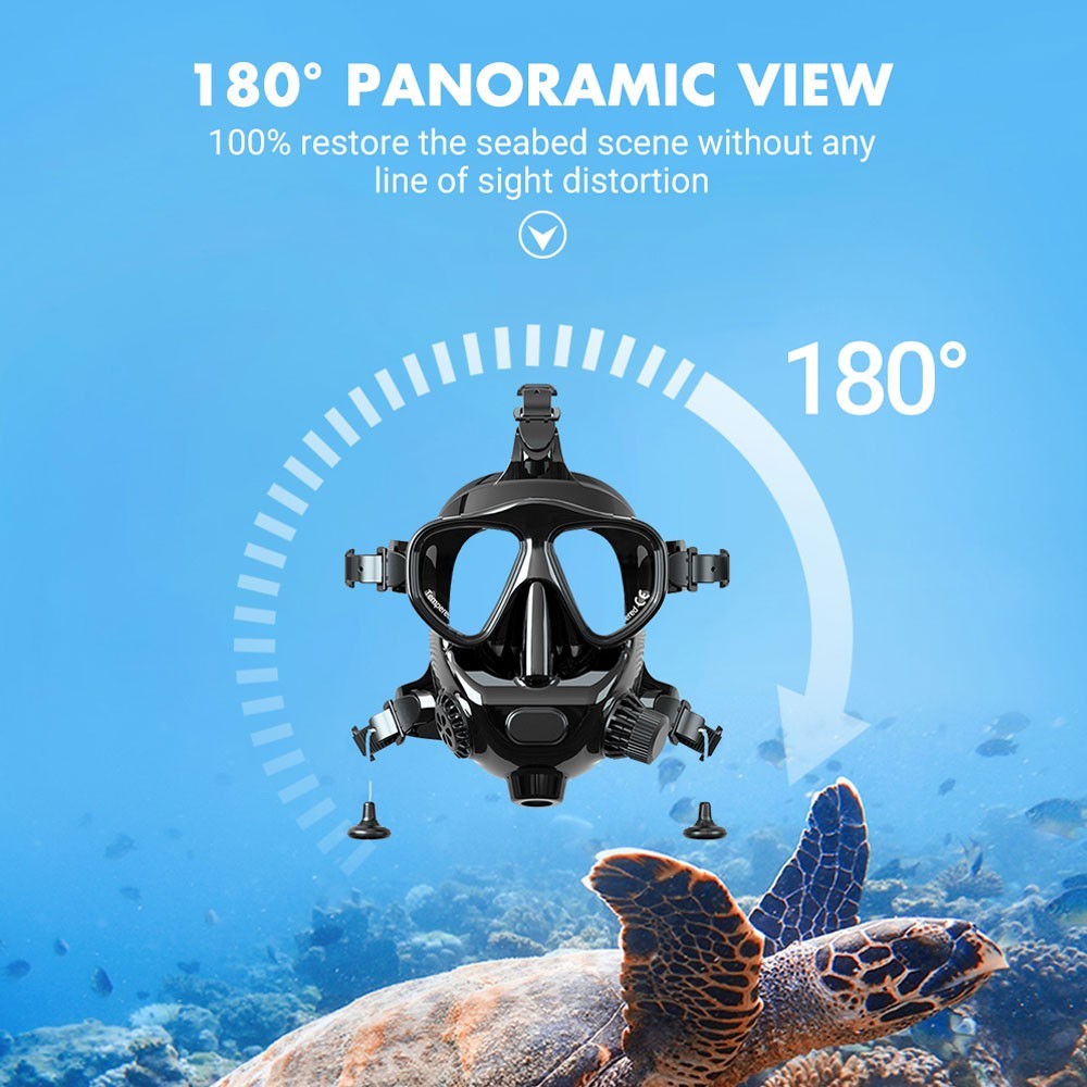 Full Face Diving Mask Snorkeling Mask Scuba Mask Dry Top System 180° Panoramic