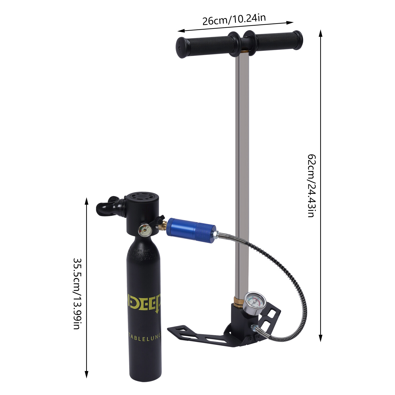 0.5L Oxygen Tank Pump Equipment Underwater Breath Mini Scuba Diving Case Kit