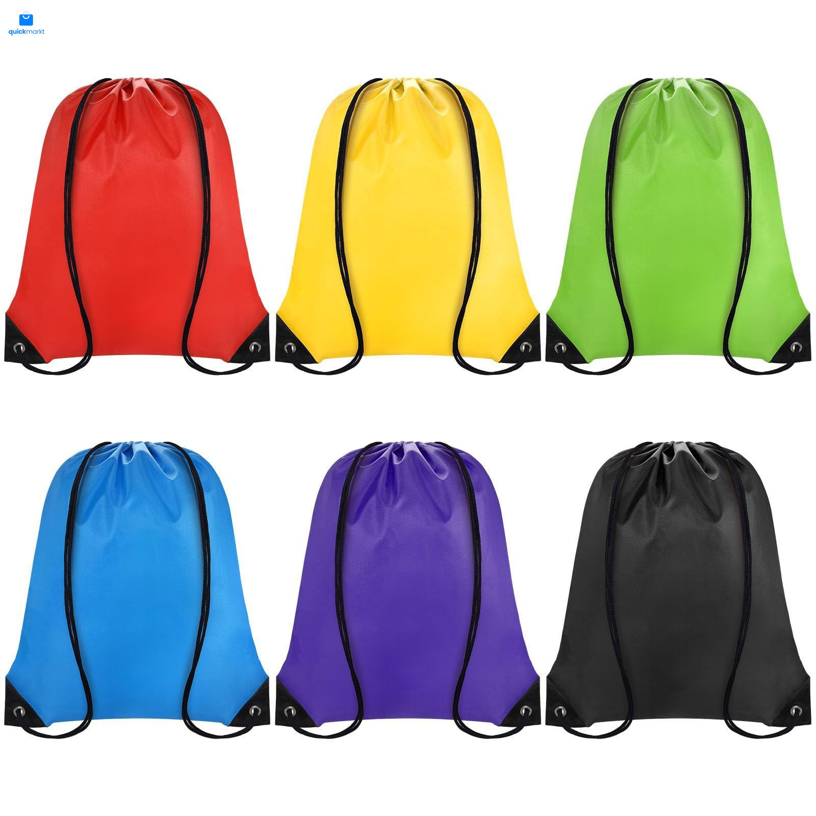 Grneric Drawstring Backpack Bulk 6 PCS, 16.5″ x 13.3″, Multicolor