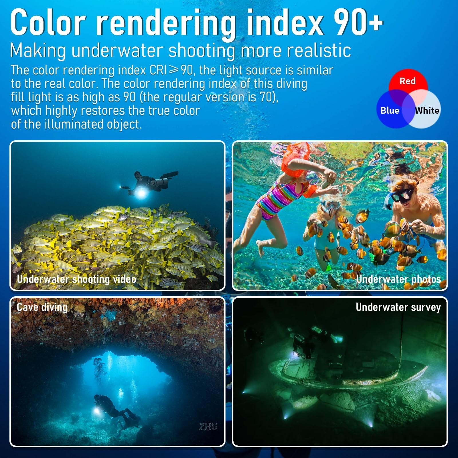 Diving Flashlight, L12 8000Lumens Dive Light,100m Underwater Video Light, Scu…