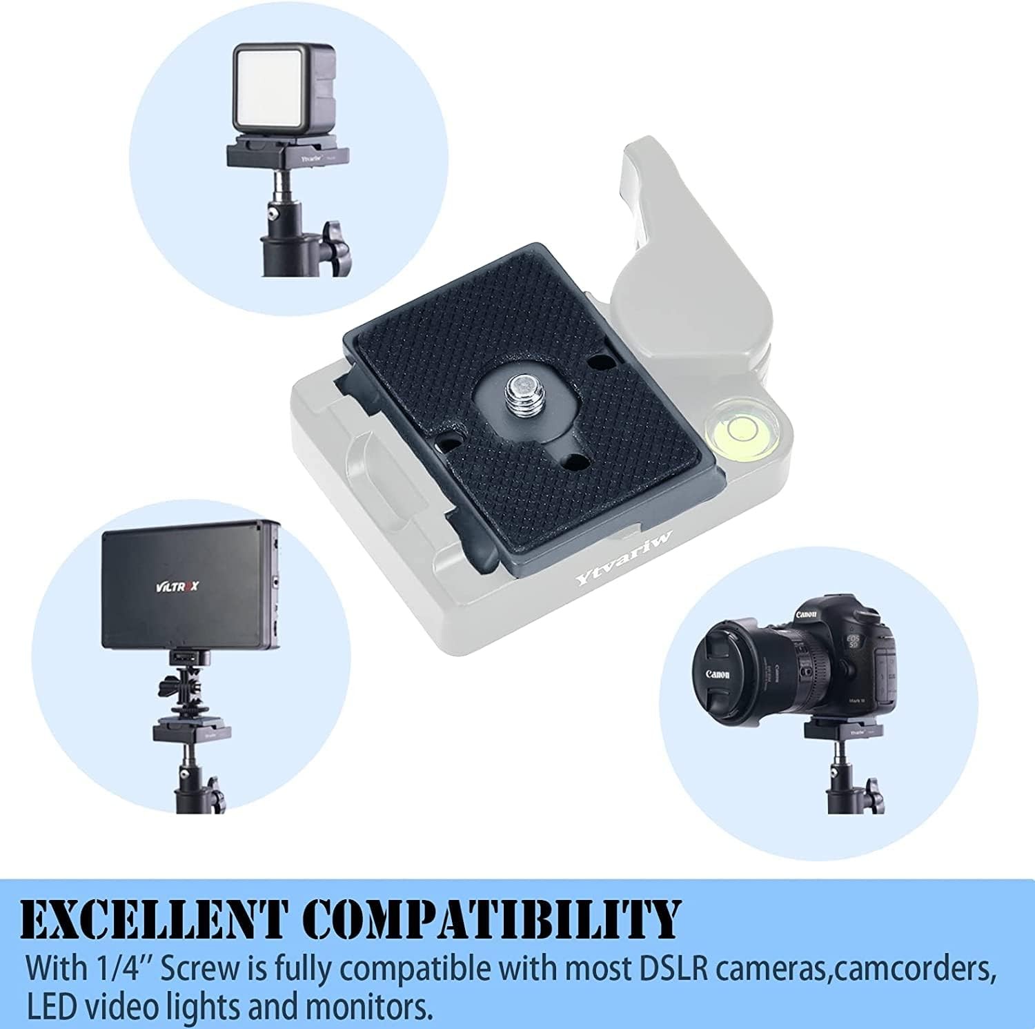 323 Quick Release Plate 1/4″ Screw Tripod Camera Compatible for Grey