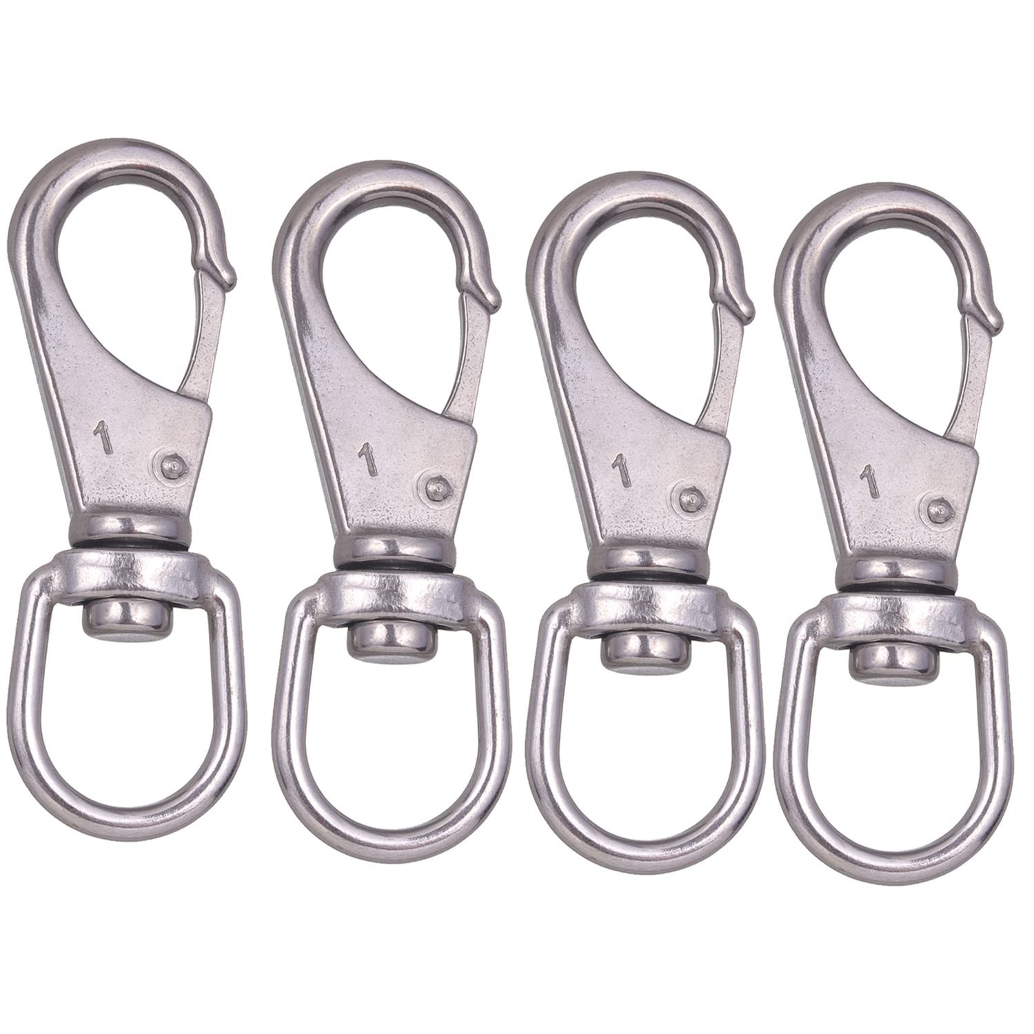 Stainless Steel Swivel Eye Snap Hook, 4 Pack (3.5 Inch) Heavy Duty Scuba Divi…