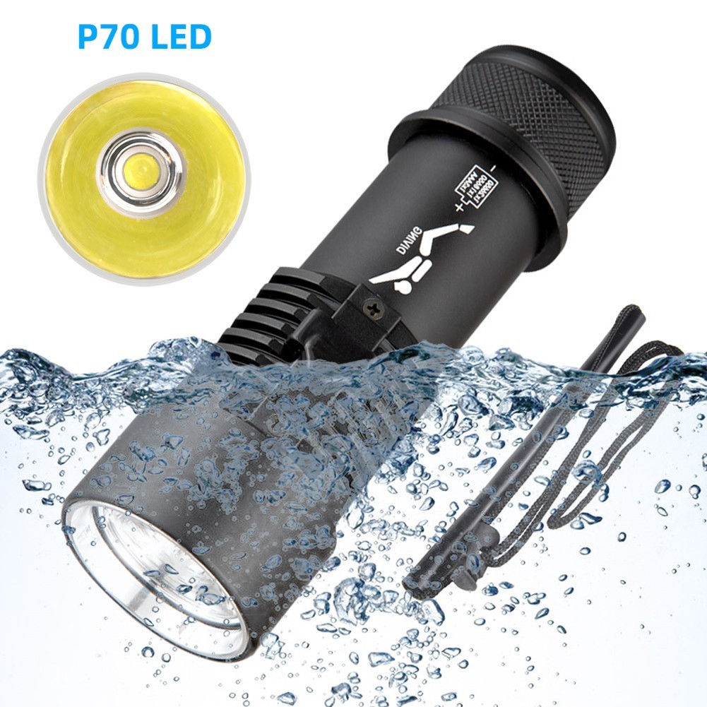 P70 LED Scube Flashlight 80m Waterproof Ideal for Underwater Exploration
