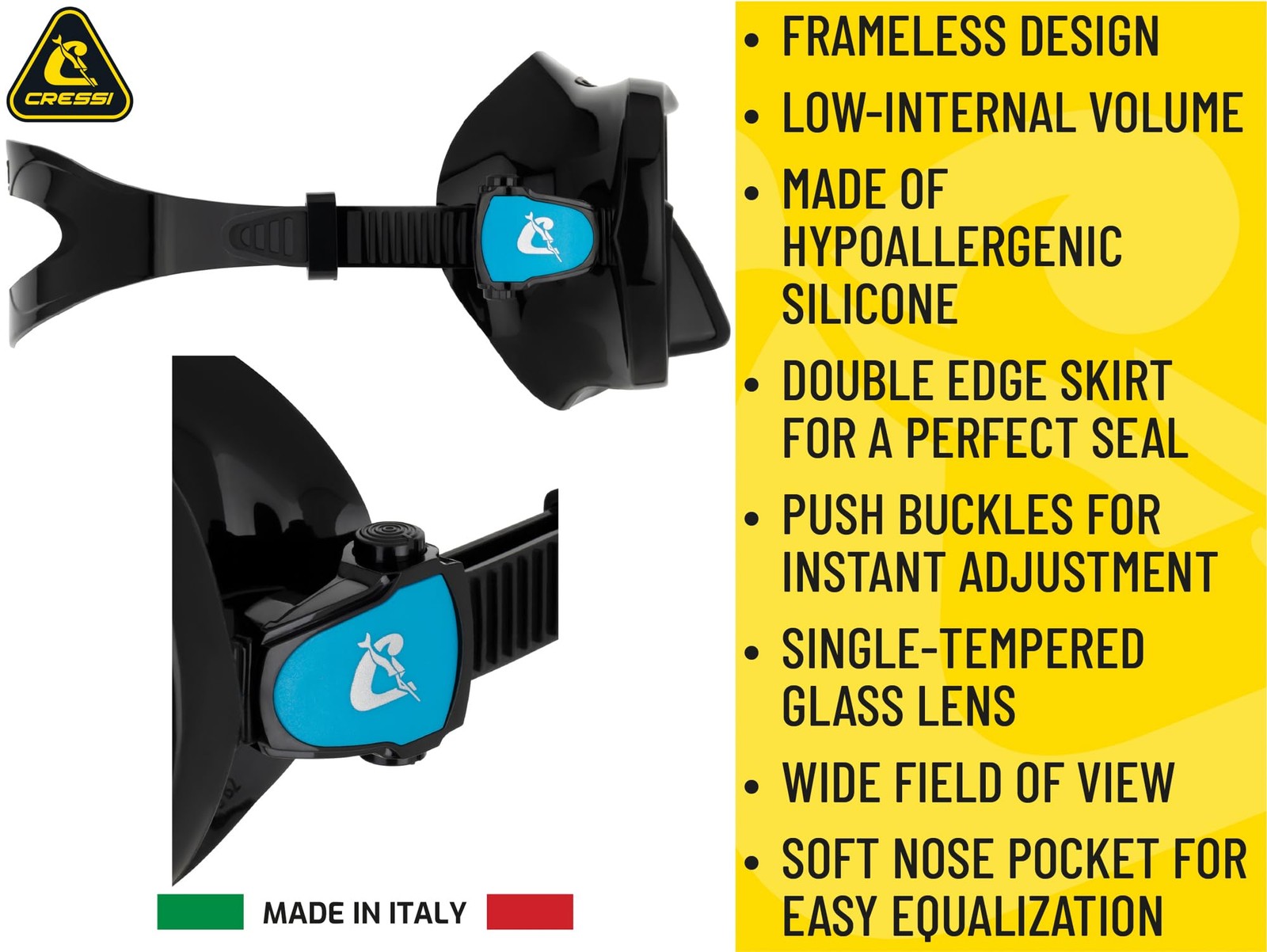 Cressi F-Dual Supernova Dry Mask Snorkel Kits Black/Blue