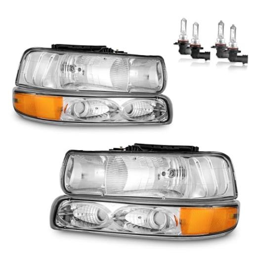 Headlights Assembly W/Bulbs OE Replacement Chrome | With High & Low Beam Bulbs