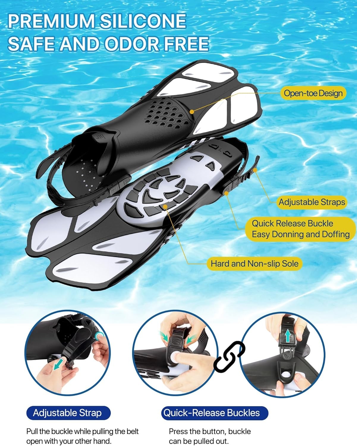 Snorkeling Gear for Adults Men Women,4 in 1 Snorkel Set with ML/XL, WHITE