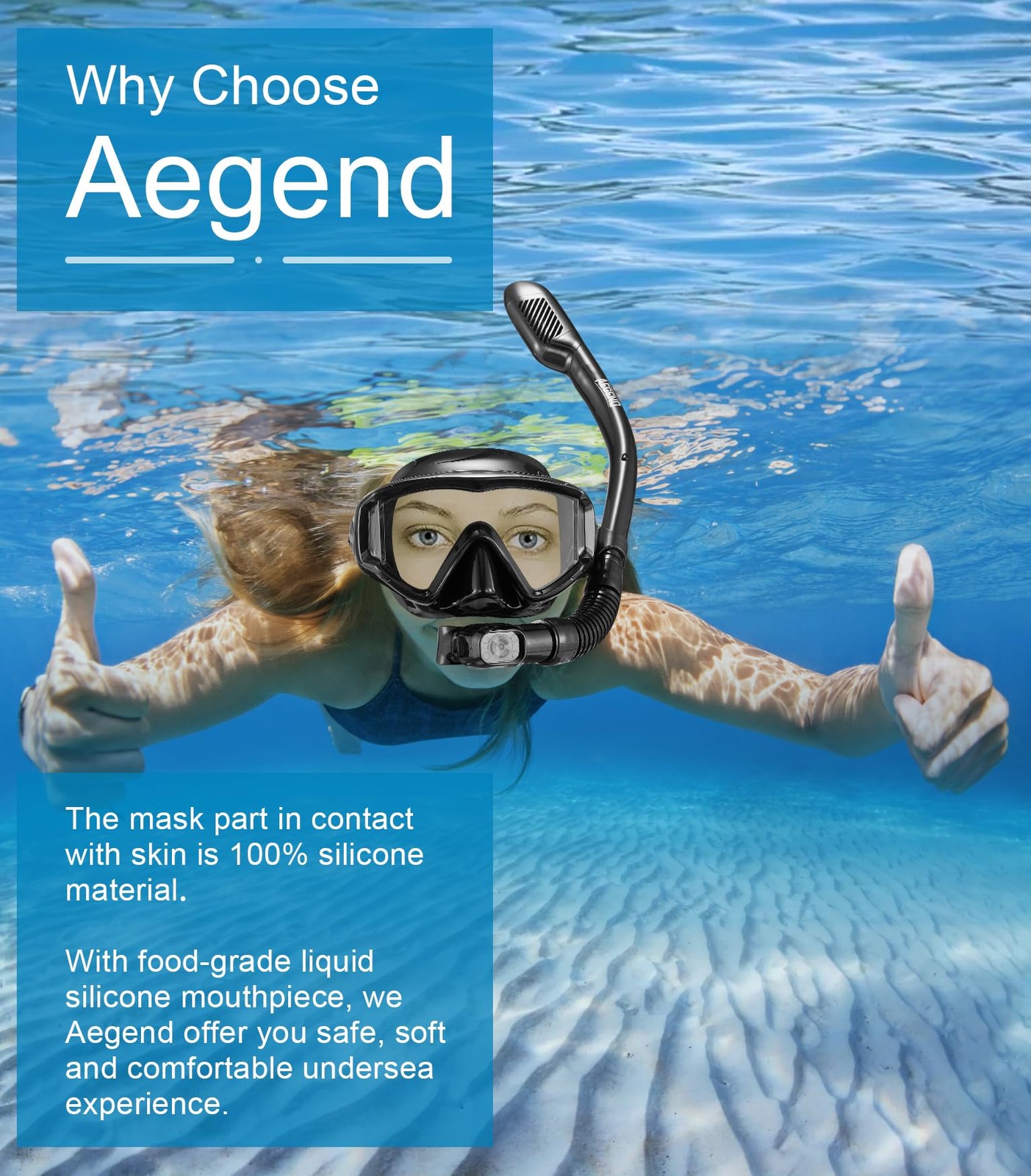 Snorkeling Gear for Adults, Dry Snorkel Set Panoramic View Enhanced Anti-Leak
