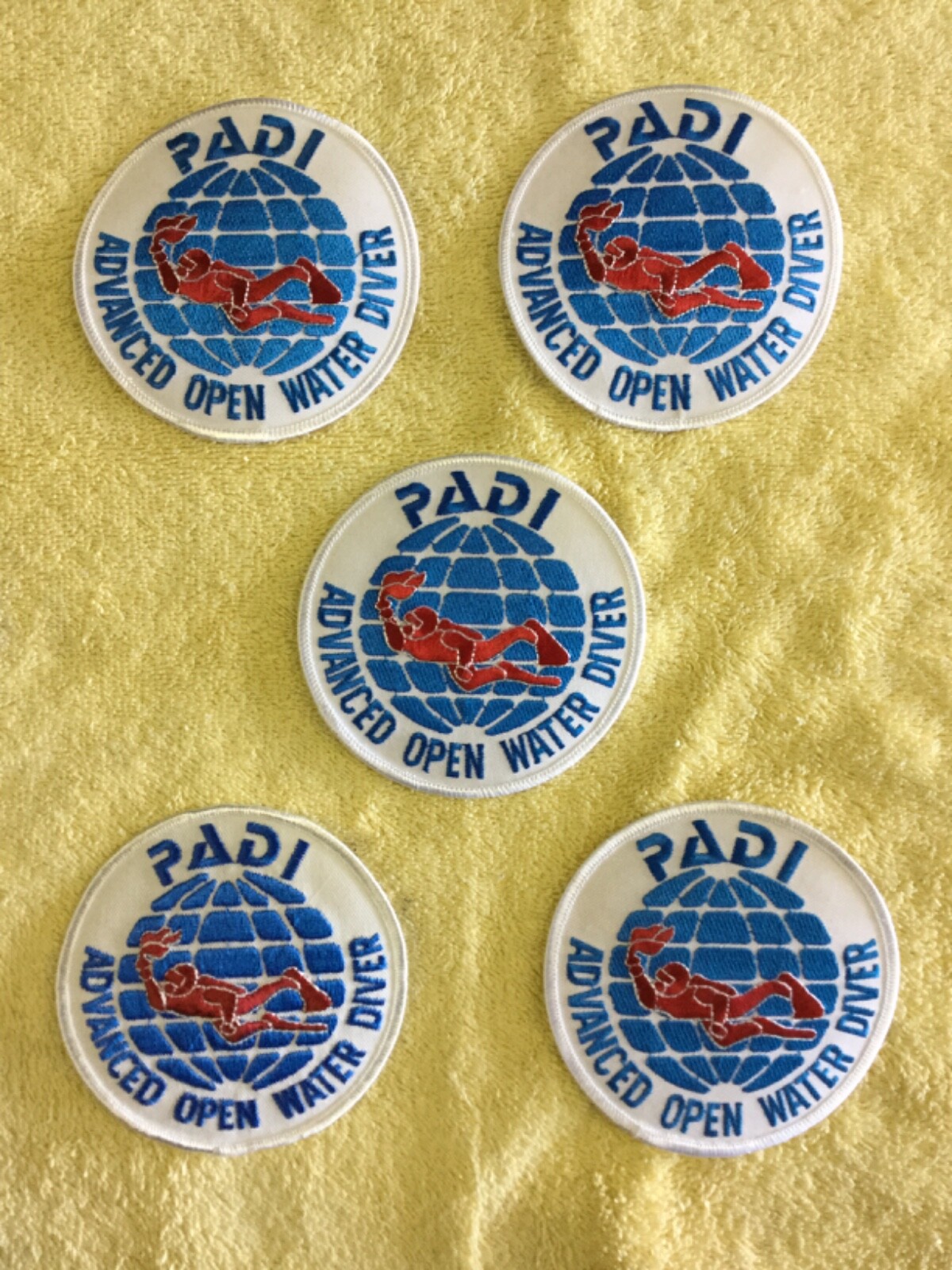 PADI ADVANCED OPEN WATER DIVER SCUBA PATCH – 5 TOTAL PATCHES – AS PICTURED