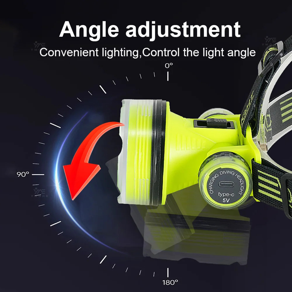 90000lm Underwater Diving 60m Headlight Rechargeable Waterproof Headlight Torch