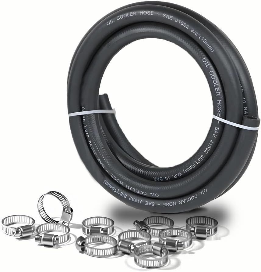 3/8 Transmission Oil Cooler Hose 10FT – SAE J1532 Certified, 10FT, Black