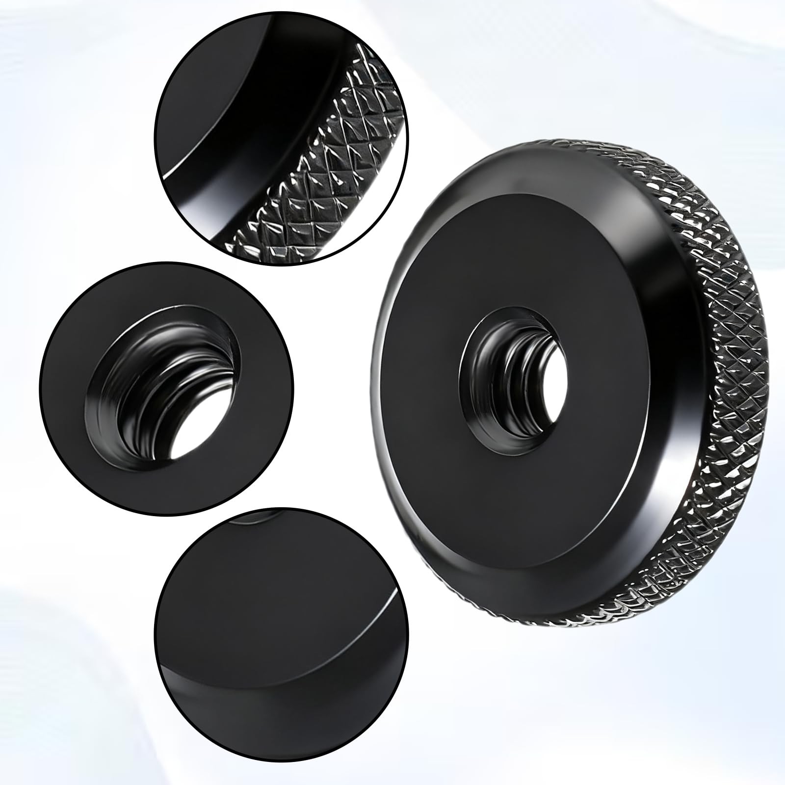 Xelsluthe 2 Pack Thumb Nuts, 1/4-20 Knob 25mm Female Wheel Lock Black