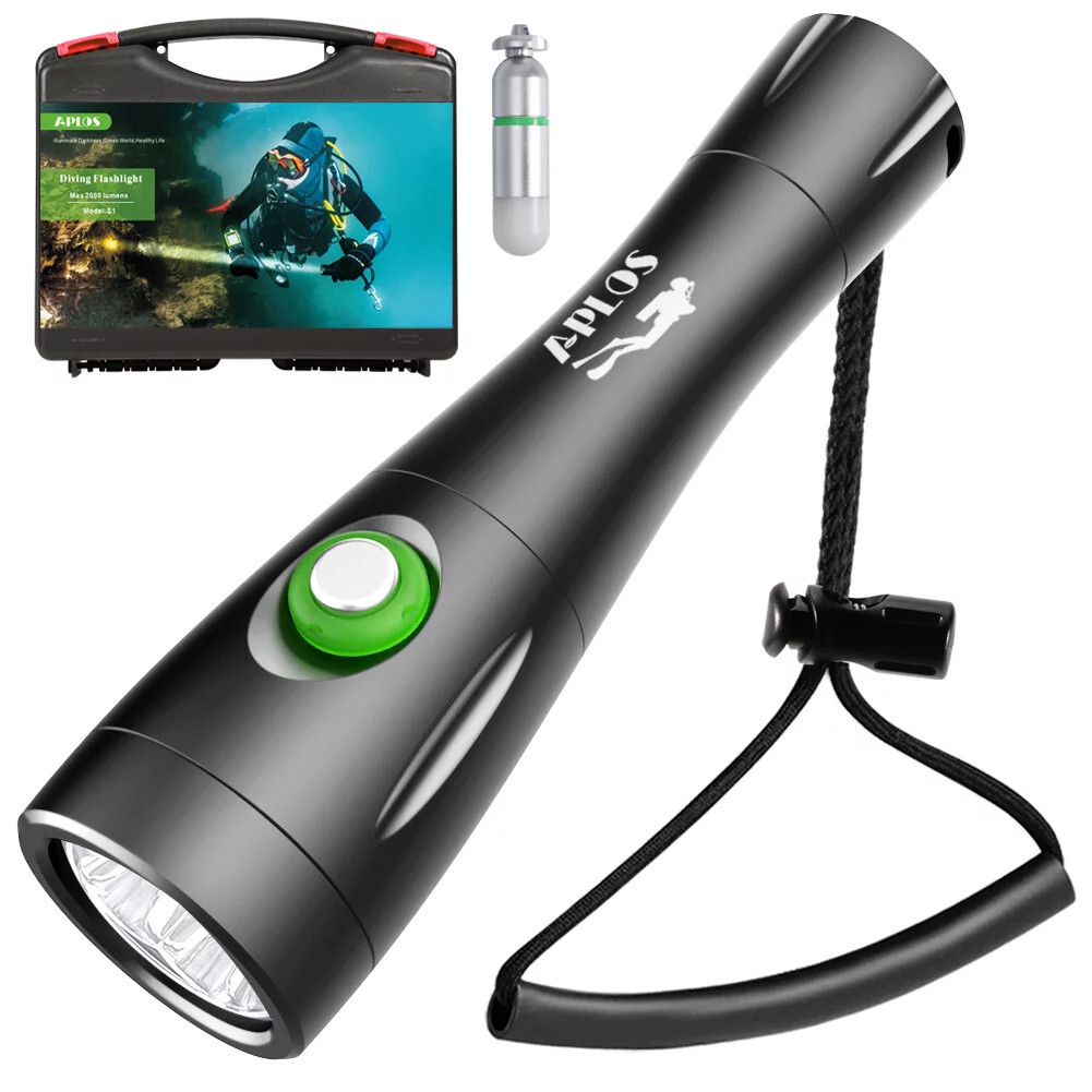 APLOS S1 2000 Lumen 4 Lighting Modes Dive Light with Power Indicator Set