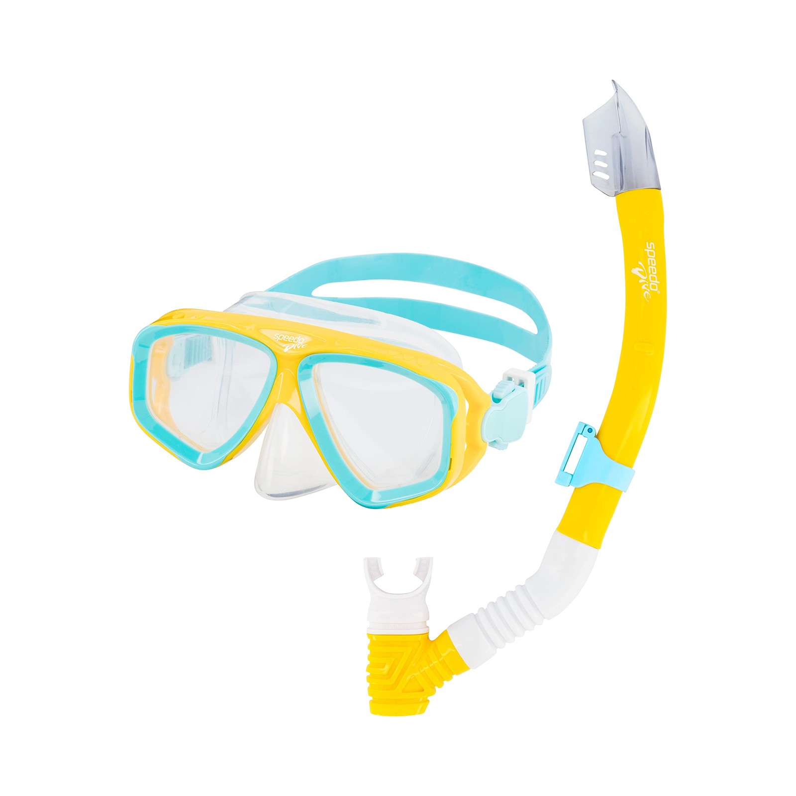 Speedo Unisex-Child Swim Snorkel Dive Mask One Size, MS Spectra Yellow/Clear