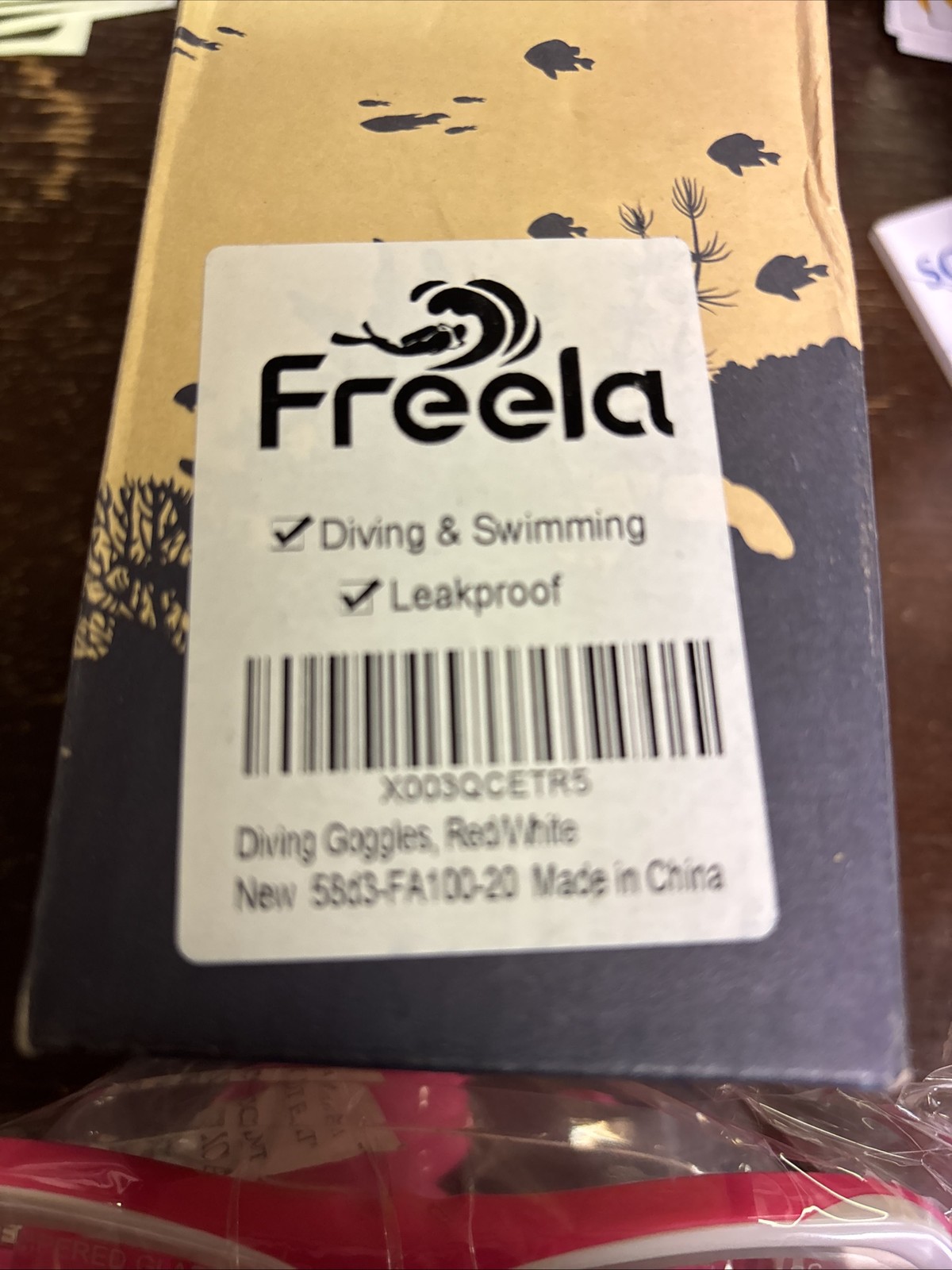 Freela Tempered Glass Diving Goggles Red/white (pink)