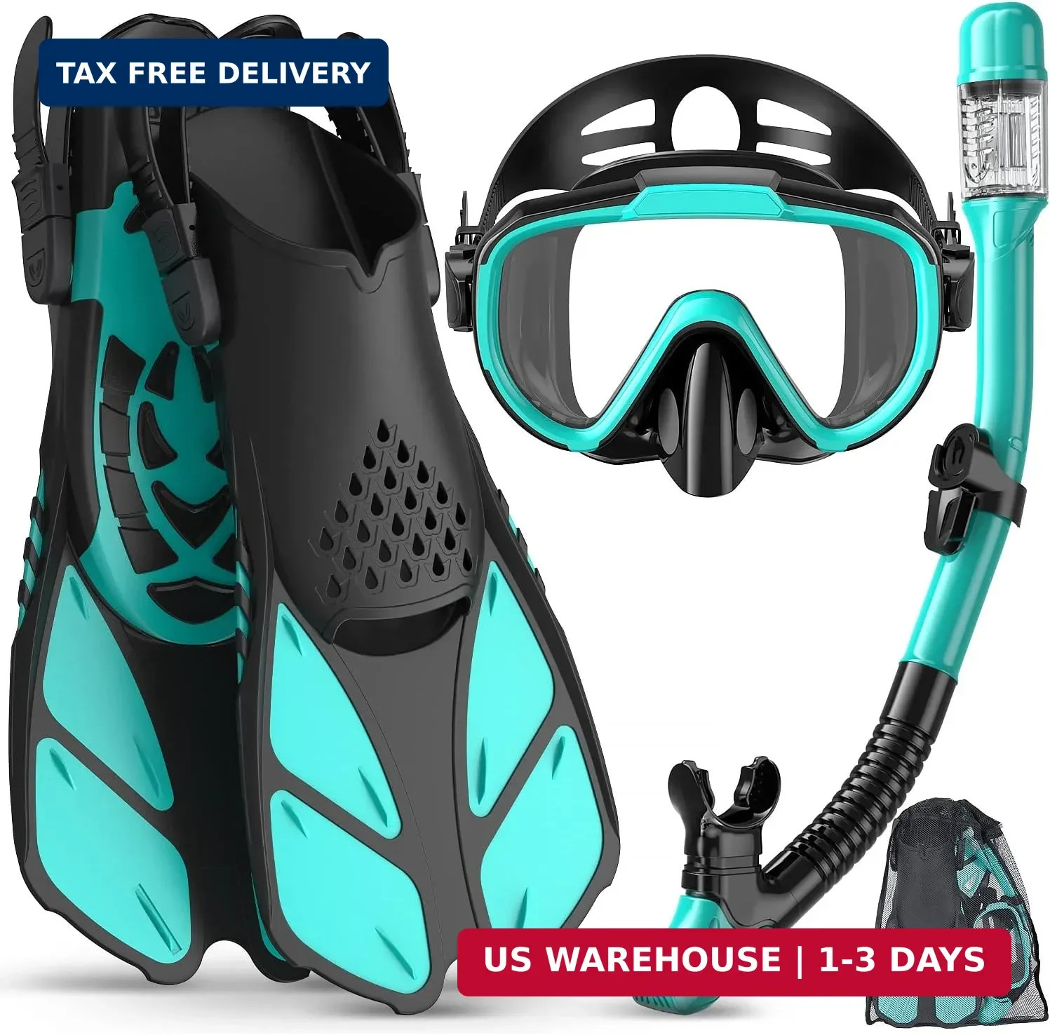 Ubekezele Snorkeling Gear for Adults Men Women,4 in 1 Snorkel Set with Panoramic