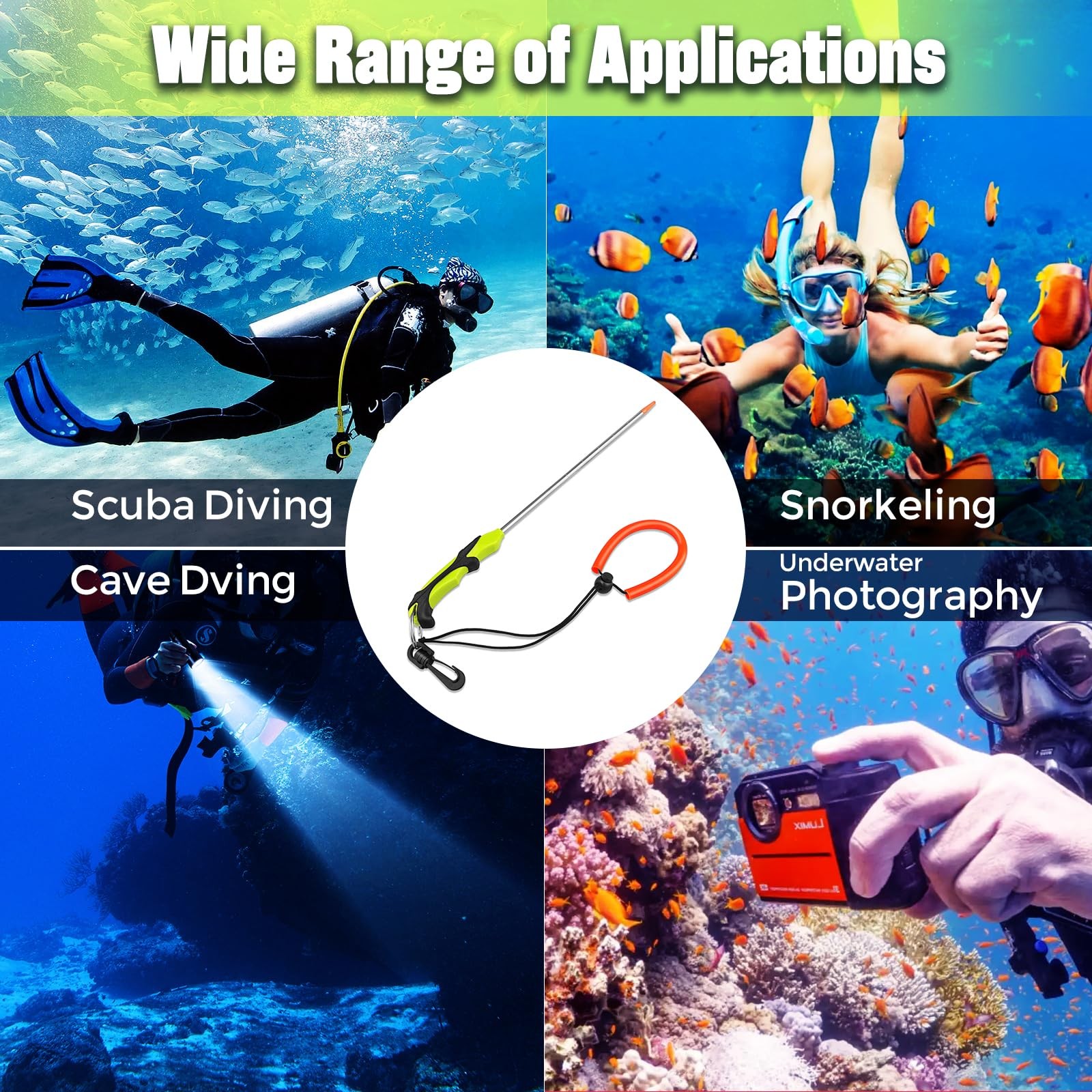 Scuba Diving Stick with Rubber Handle, 14» Aluminium Alloy Lobster Tickle St…