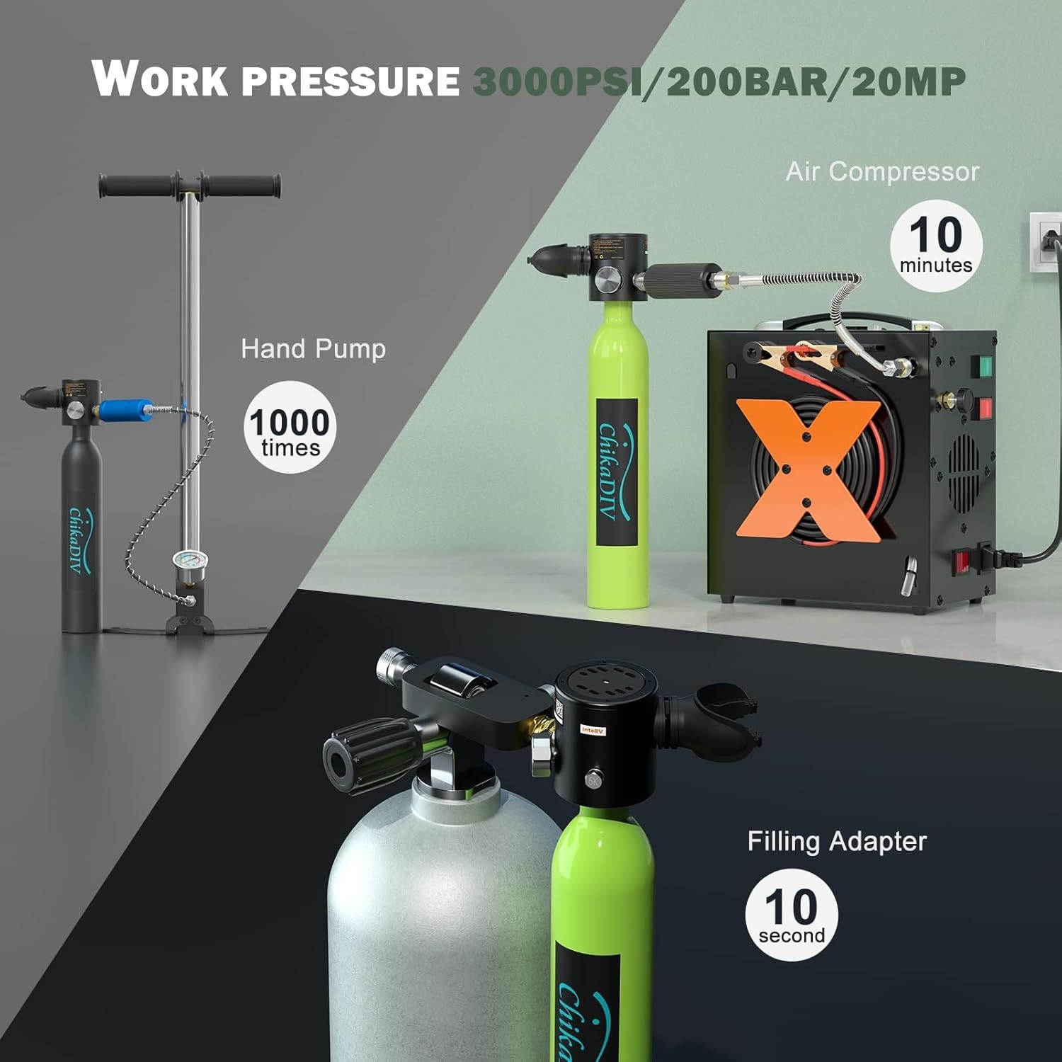 0.5L Mini Scuba Tank,Lung Tank Diving Tank,6-10Min for Underwater Activities