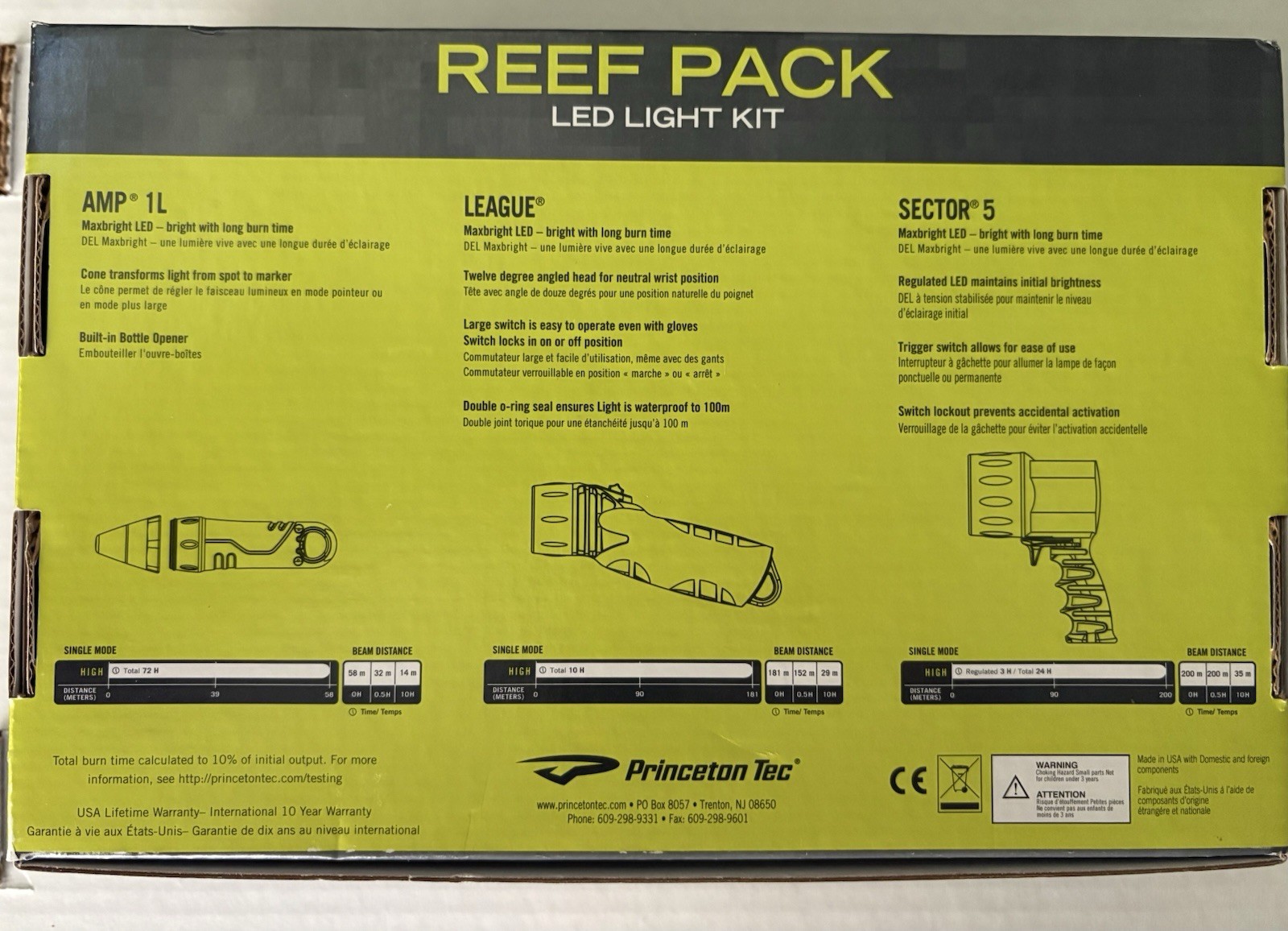 Princeton Tec Reef Pack LED Light Kit AMP 1L League Sector 5 Yellow