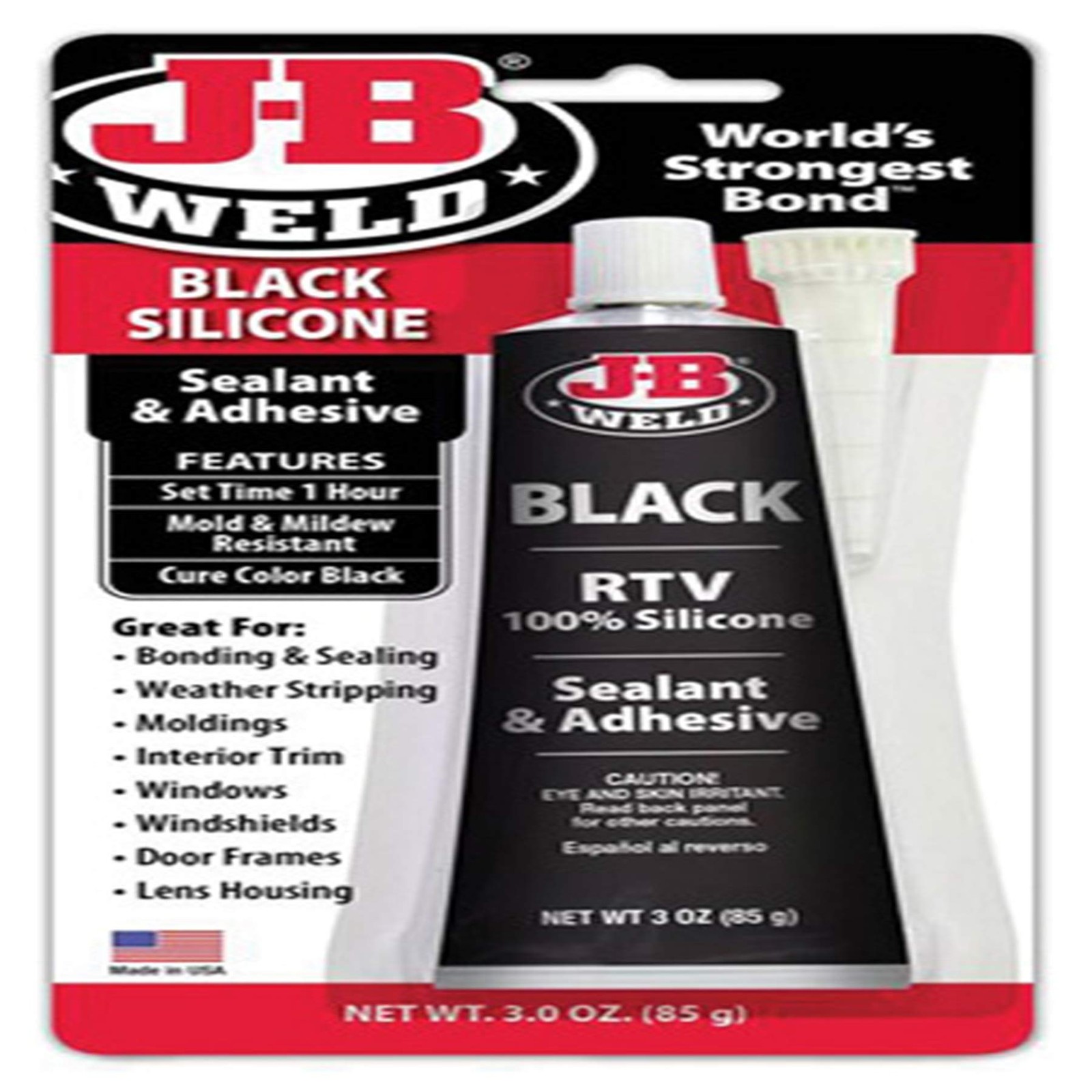 J-B Weld 31319 Black RTV Silicone Sealant and 3 Ounce (Pack of 1),