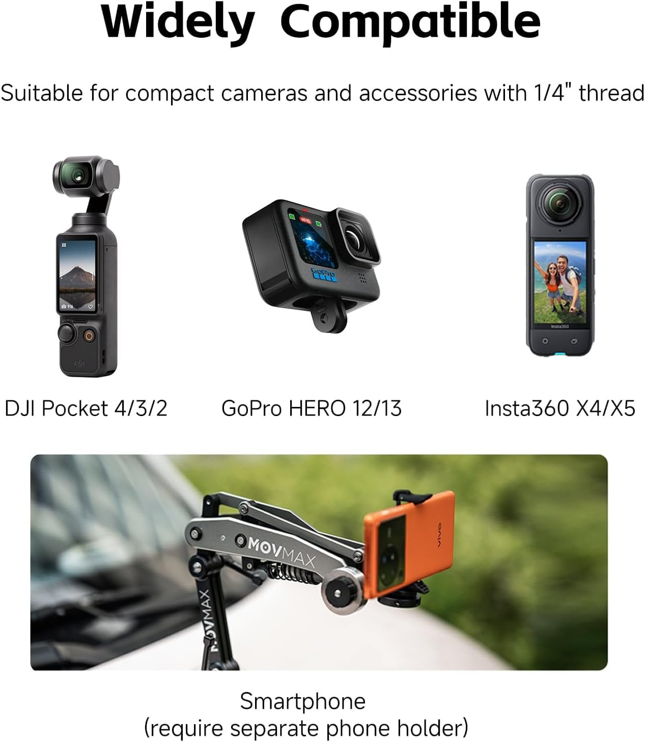 Blade Arm Solar Electronic Suction Cup Mount, Shock Absorber Arm Car Mount for D