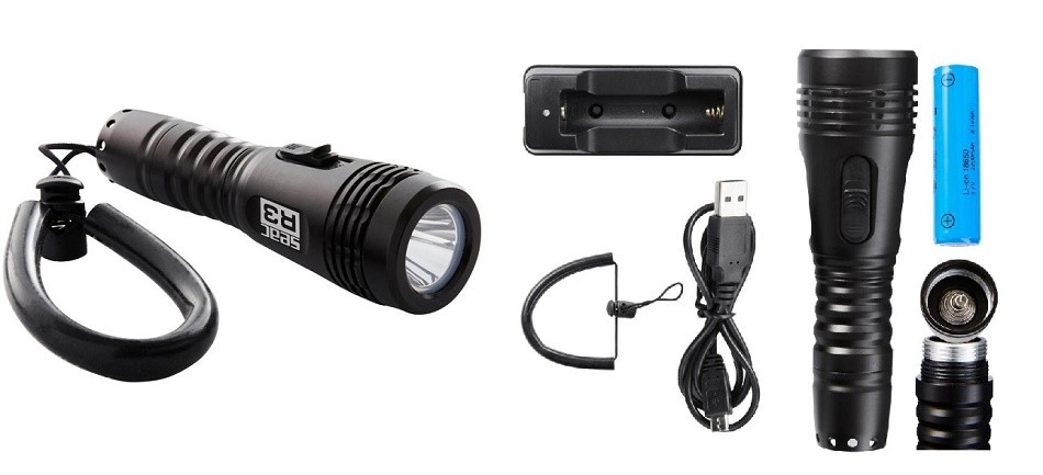 R3 COLOR BLACK RECHARGEABLE TORCH 1 LED SEAC