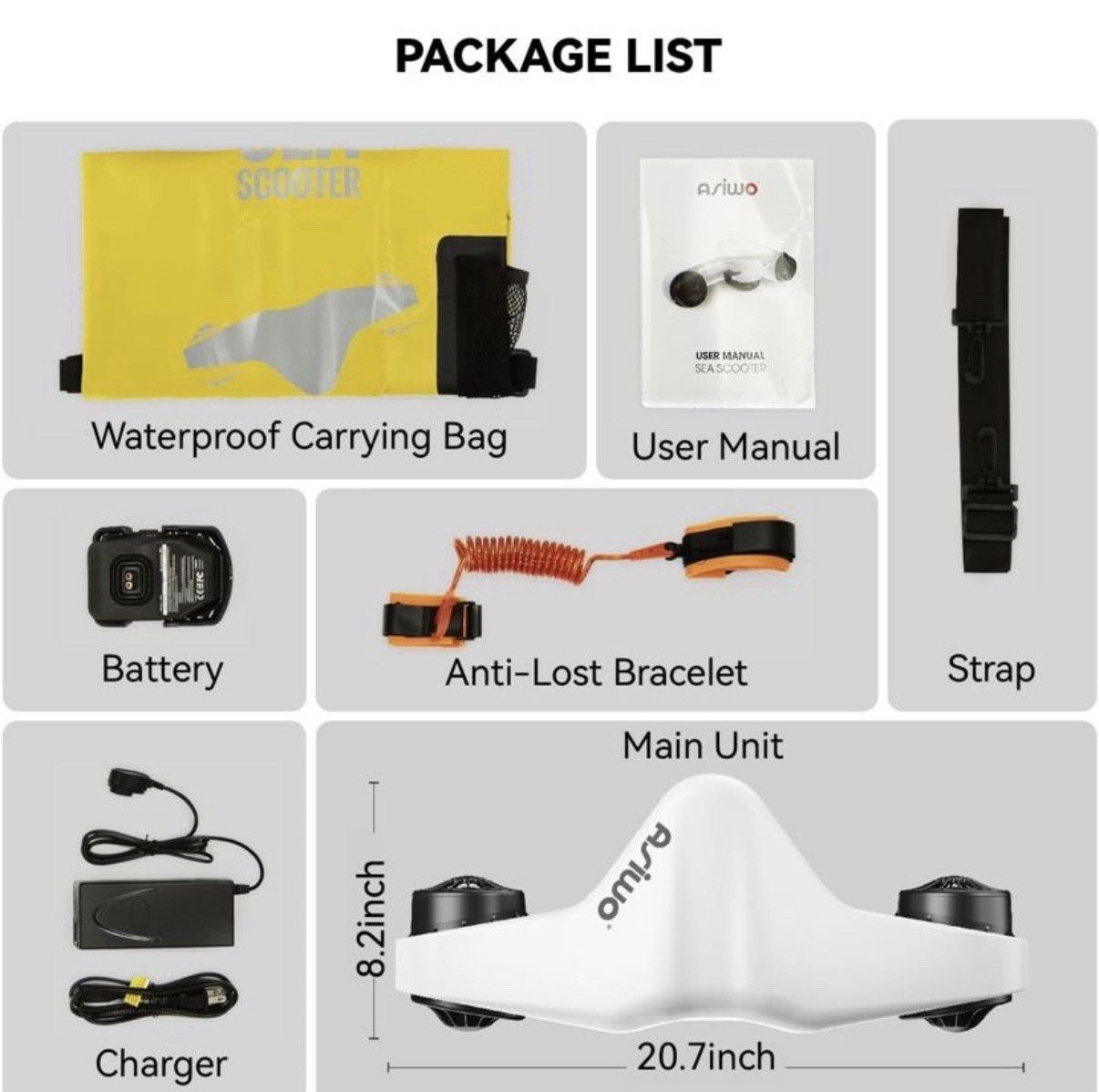 Underwater Scooter, Dual Motors with Action Camera Mount for Kids/Adults White