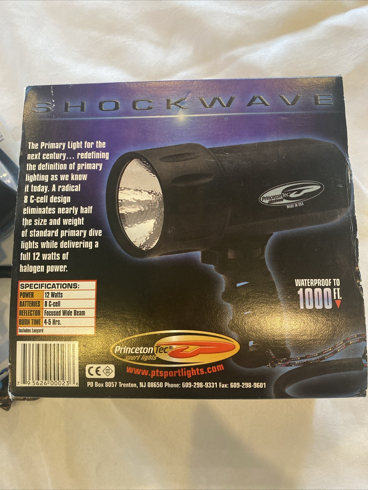 Princeton Tec Shockwave LED Suba Dive FlashLight Compact Waterproof 1000’ Sport