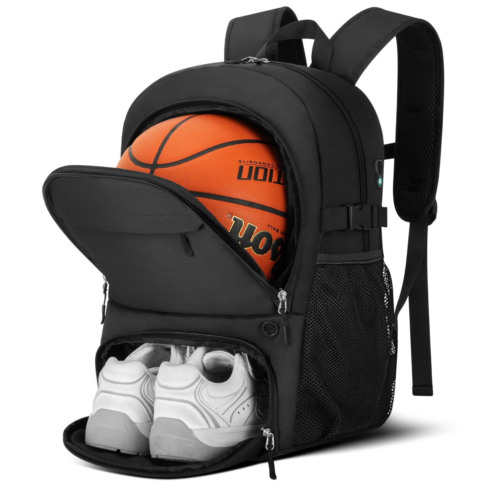 OCKLILY Basketball Backpack – Large 13″ x 9″ x 17.7″, Black