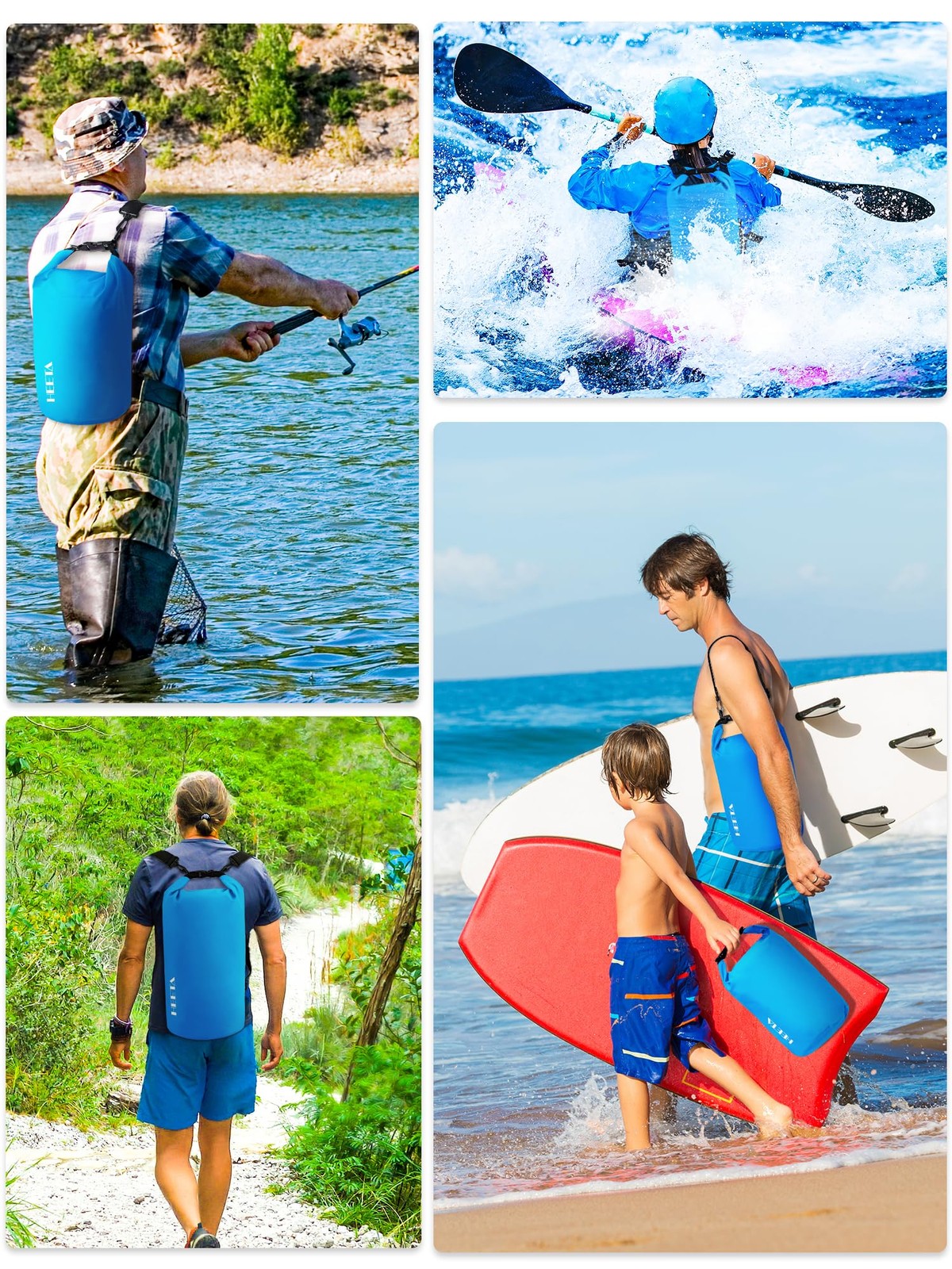 HEETA Waterproof Dry Bag for Women Men, Roll Top Lightweight 20L, Blue
