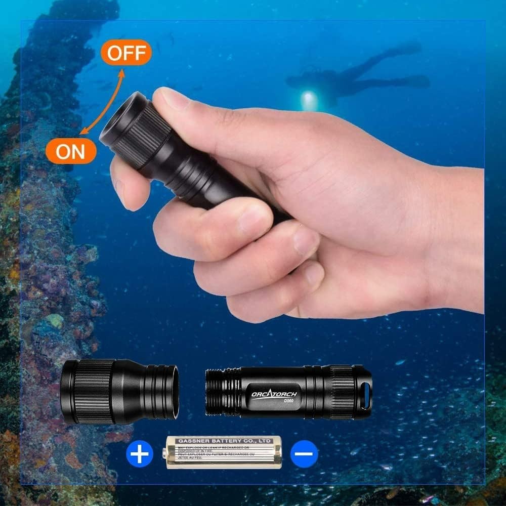 ORCATORCH D560 Mini Scuba Dive Light Headlamp Rotary Switch Underwater Torch …
