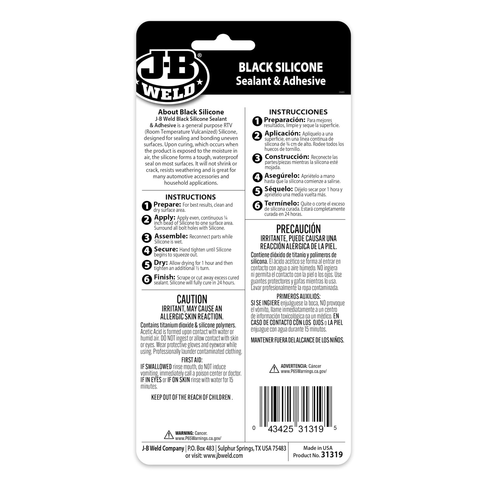J-B Weld 31319 Black RTV Silicone Sealant and 3 Ounce (Pack of 1),