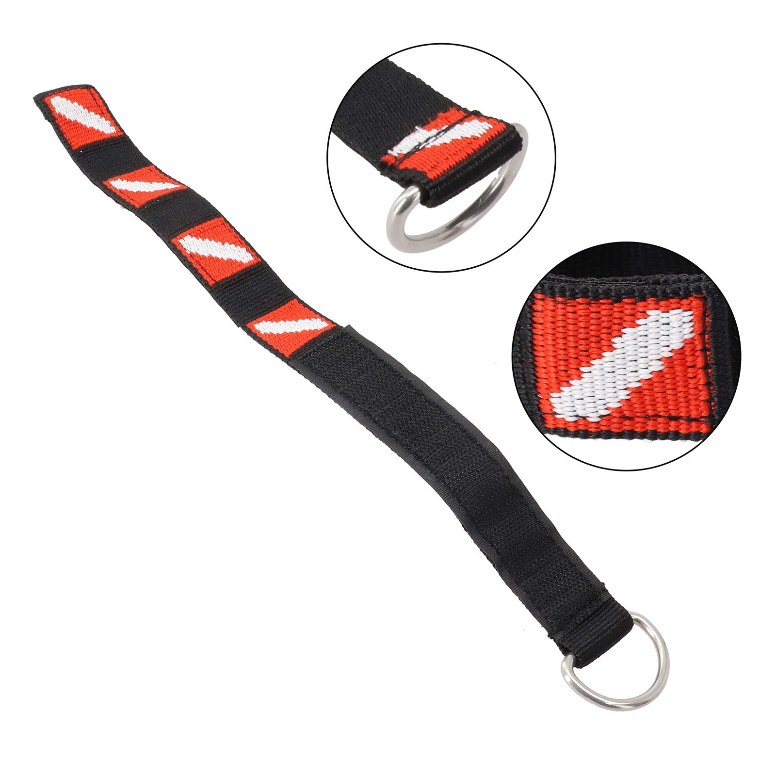 Adjustable Scuba Diving Wrist Strap Lanyard Webbing Band With Metal D-Ring New