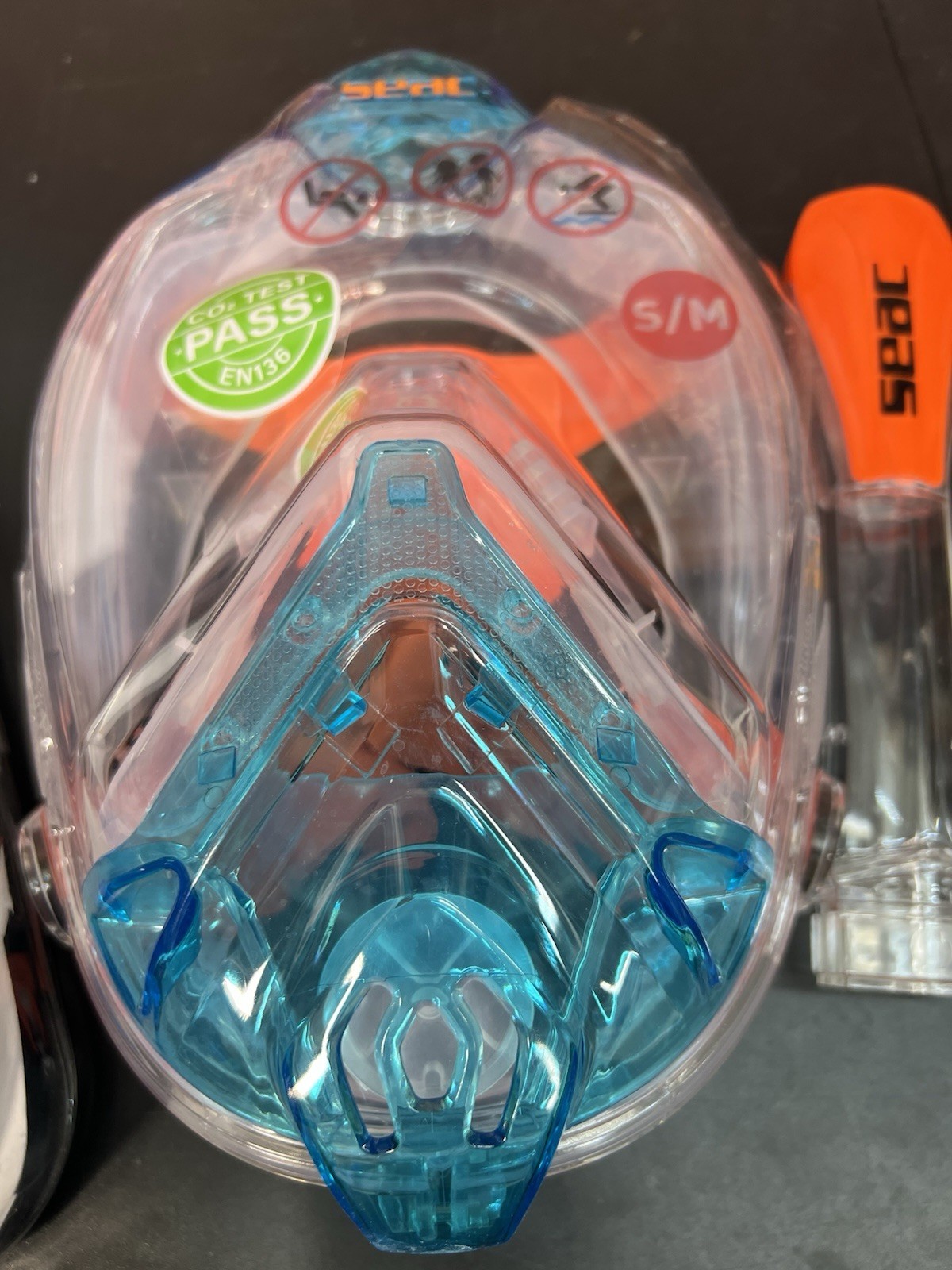 SEAC Libera Full Face Snorkel Mask S/M Aqua Orange EN136