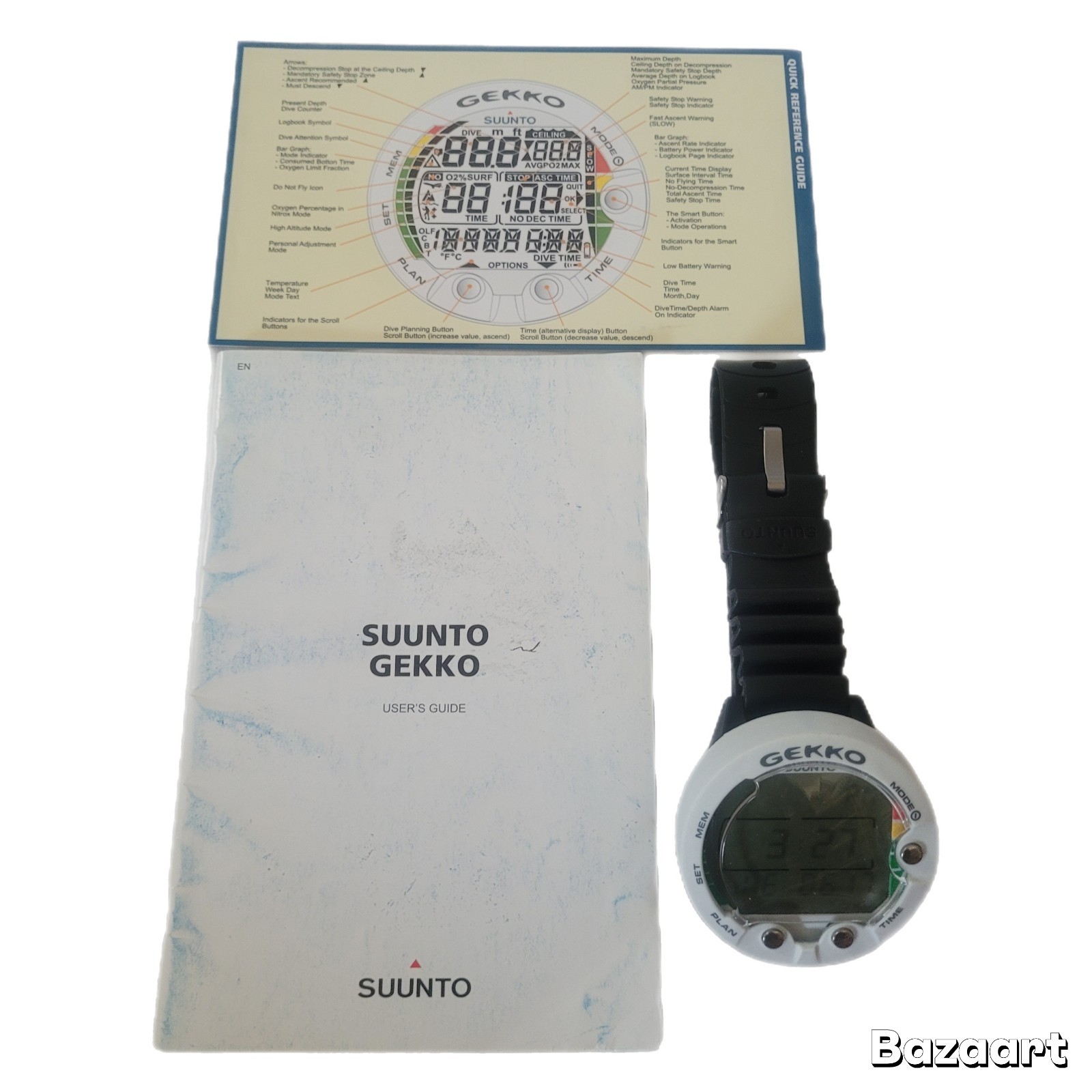 Suunto Gekko Scuba Diving Computer White Face Black Strap Made In Finland